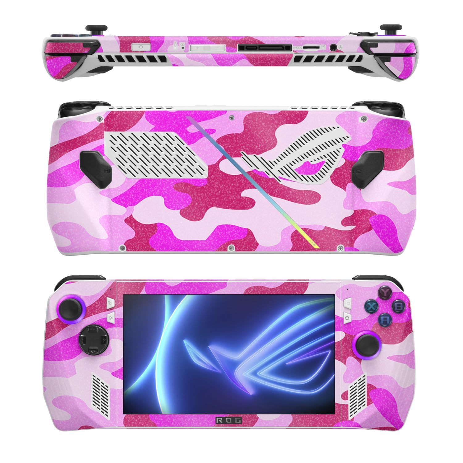MightySkins Glossy Glitter Skin Compatible with Asus ROG Ally - Pink Camo | Protective, Durable High-Gloss Glitter Finish | Easy to Apply, Remove, and Change Styles