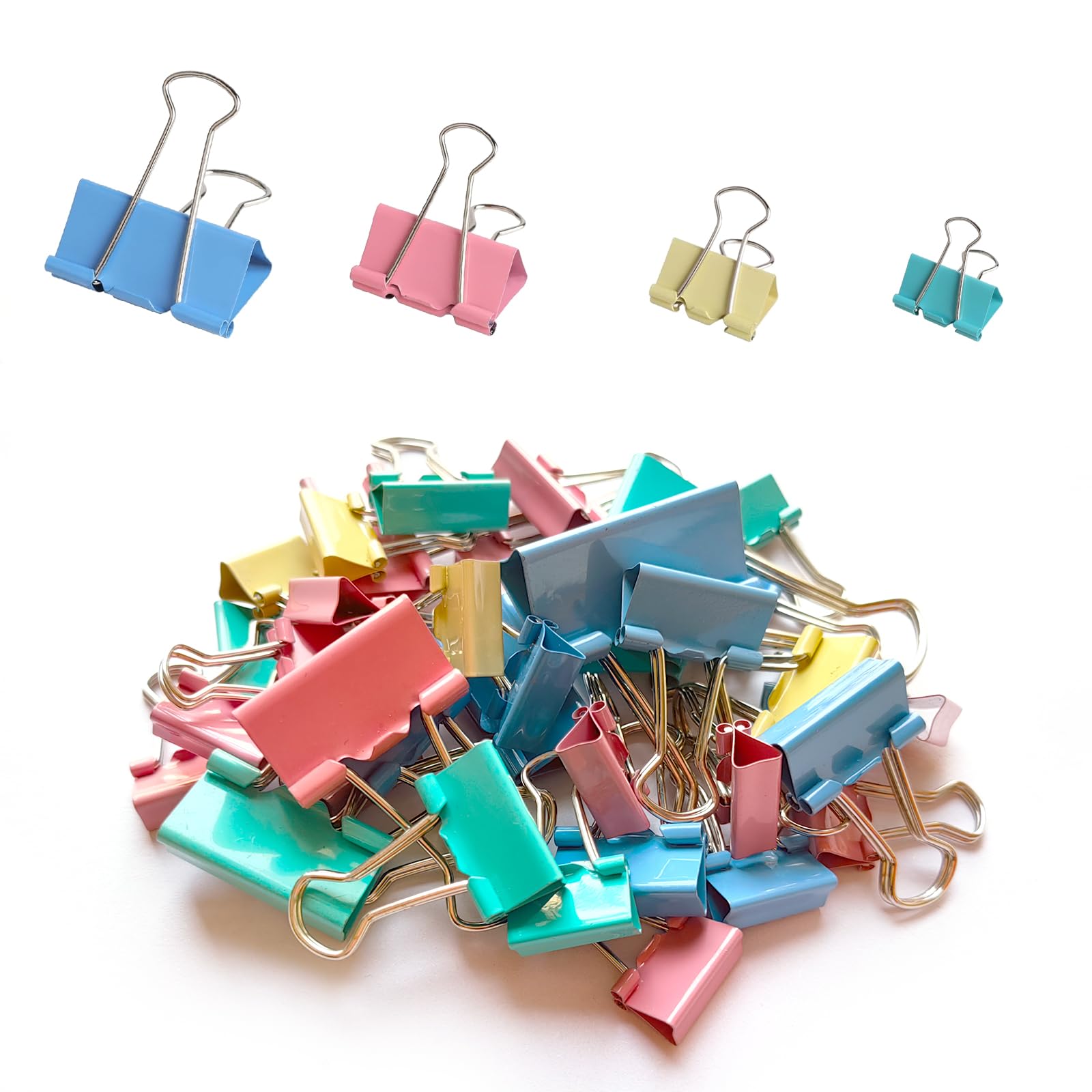 WHPQHW 40PCS Colorful Binder Clips, Assorted Sizes Metal Paper Clips