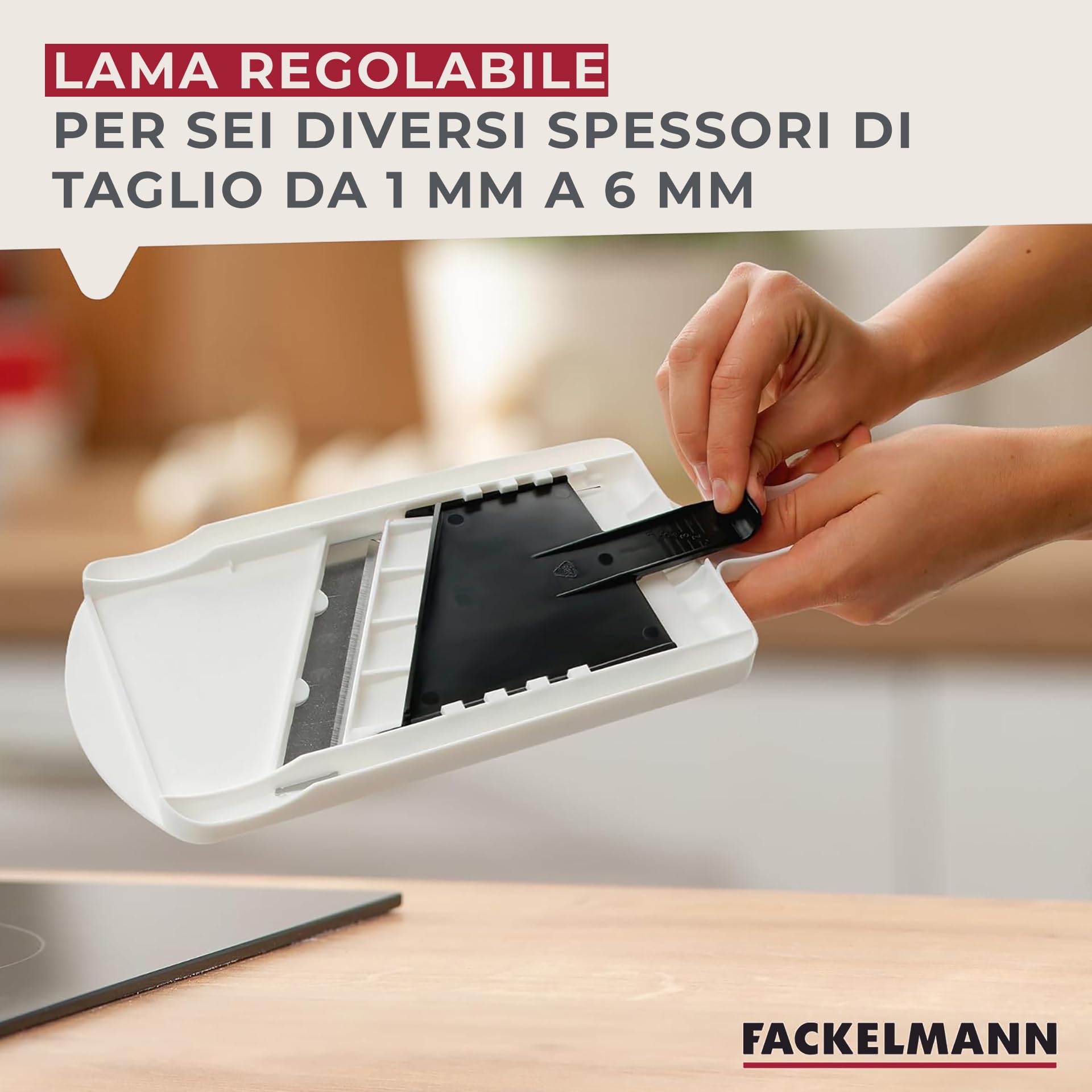 Fackelmann Mandolina Affetta Verdure lama regolabile acciaio Inox 1-6 mm 32x12x3,5 cm