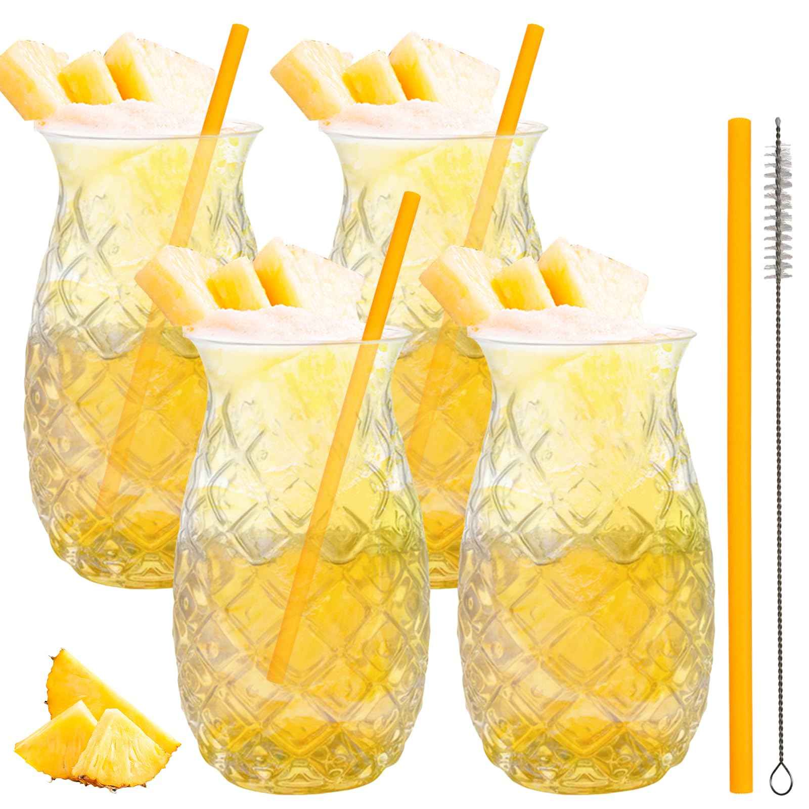 Set di 4 bicchieri di ananas, da 480 ml, in ananas, trasparente, per feste, da cocktail, riutilizzabili, per la casa, i ristoranti e le feste