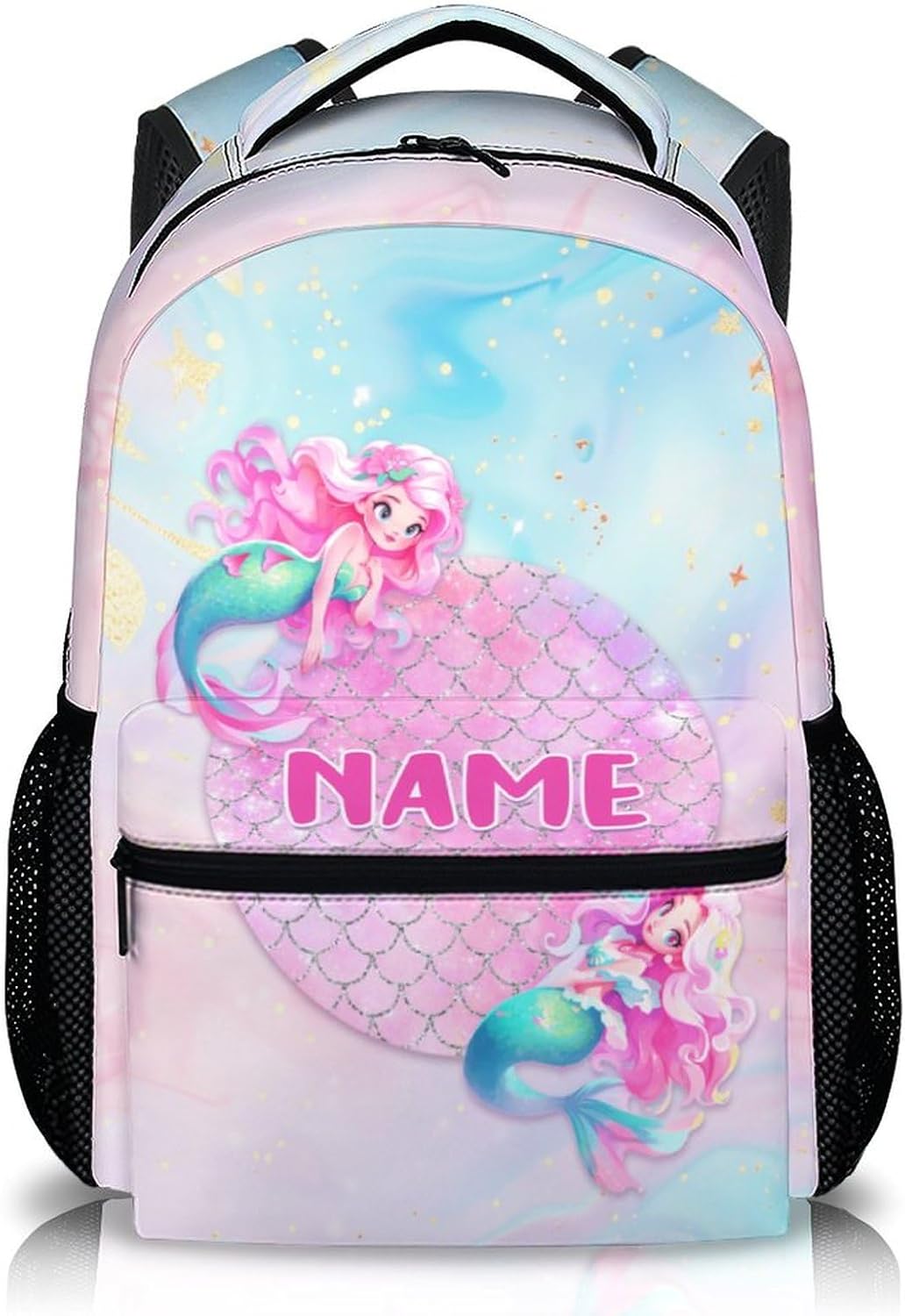 Personalized Mermaid Backpack, Cute Kids Backpack, Lightweight Preschool Bookbag for Girls Age 3-10, Kids Book bag for Elementary Travel Camping