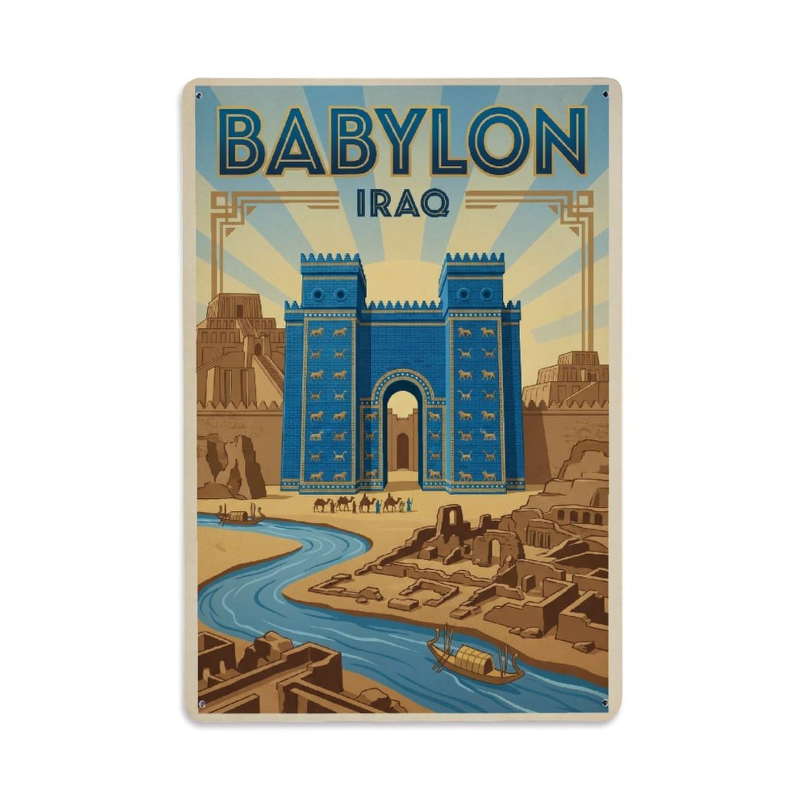 Metal Tin Sign Travel Retro Iraq Babylon