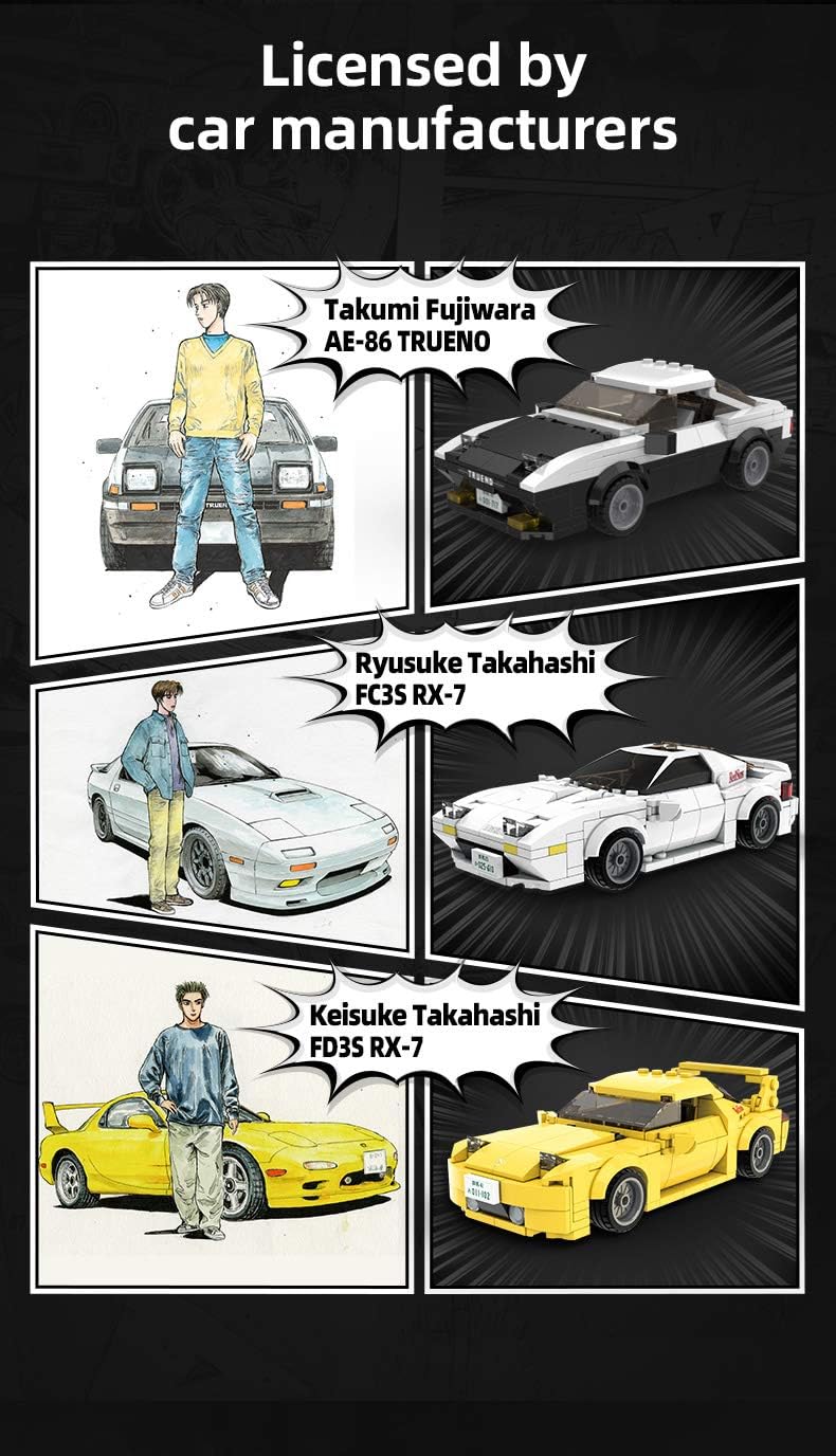 dOMOb Mazda RX-7 FC3S – Initial-D 25-th Anniversary – CADA Bricks Toys for 8+ Age Kids & Adults – Realistic Car Model 1:24 Simulated Build – 282 Pieces or Blocks – for Boys, Hobbyist, Collector