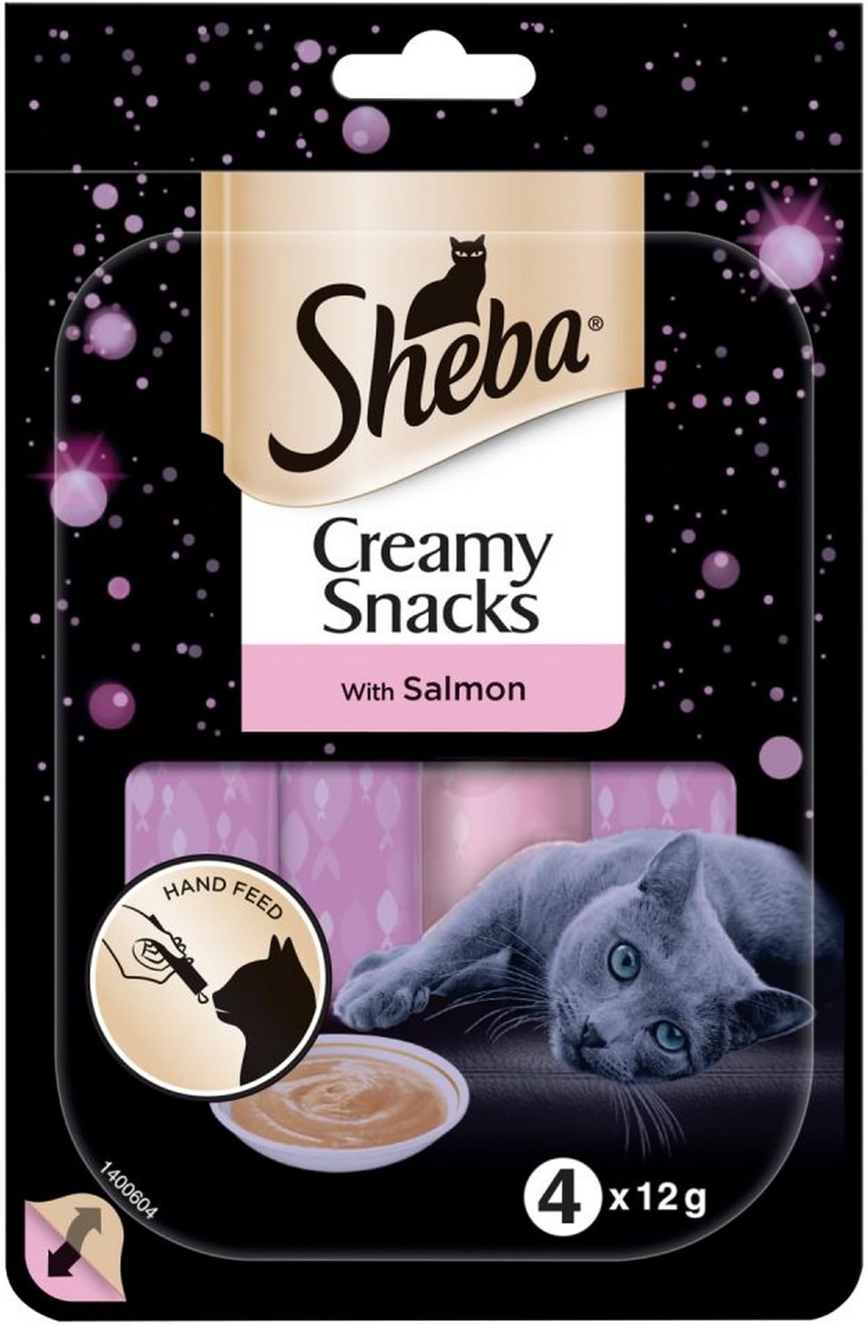Sheba Creamy Snacks with Salmon – Cat treat for the ultimate handfeeding experience – Pack of 20 (20 x 4 Sticks x 12 g)