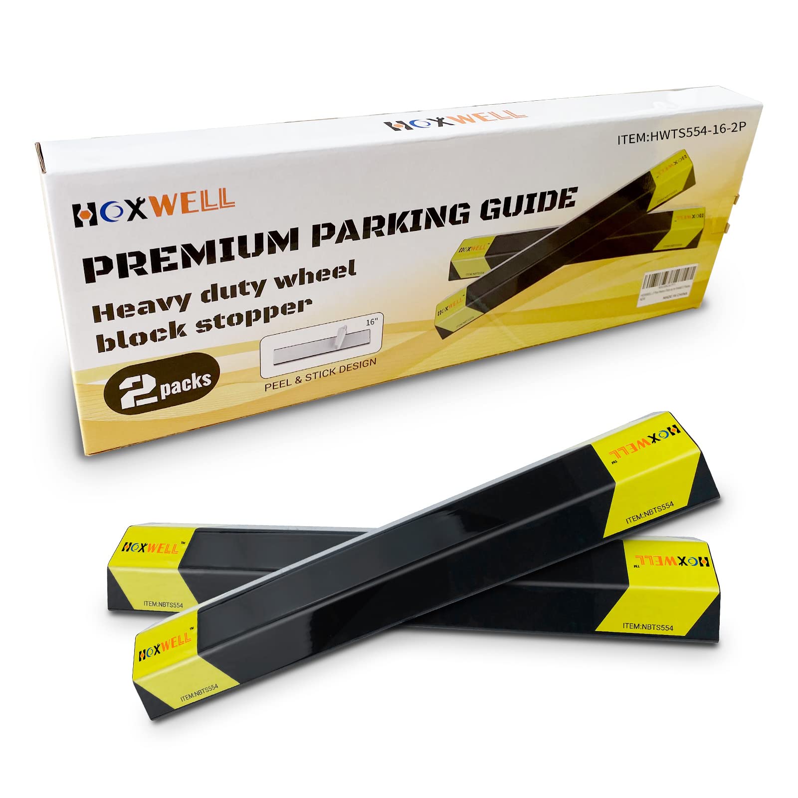 HOXWELL 2 Pcs Heavy Duty Parking Aid for Garage, 16" Parking Gadgets Protects Car and Garage Walls, Parking Stopper Easy to Install, 2 Packs