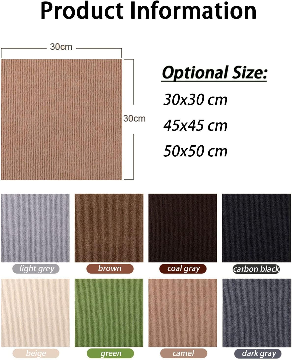 Losetas de alfombra autoadhesivas 14 piezas Losetas de alfombra autoadhesivas, despegar y pegar, baldosas de alfombra de empalme sin costuras de dos colores antideslizantes 50 cm(Beige*6+light Gray*6)