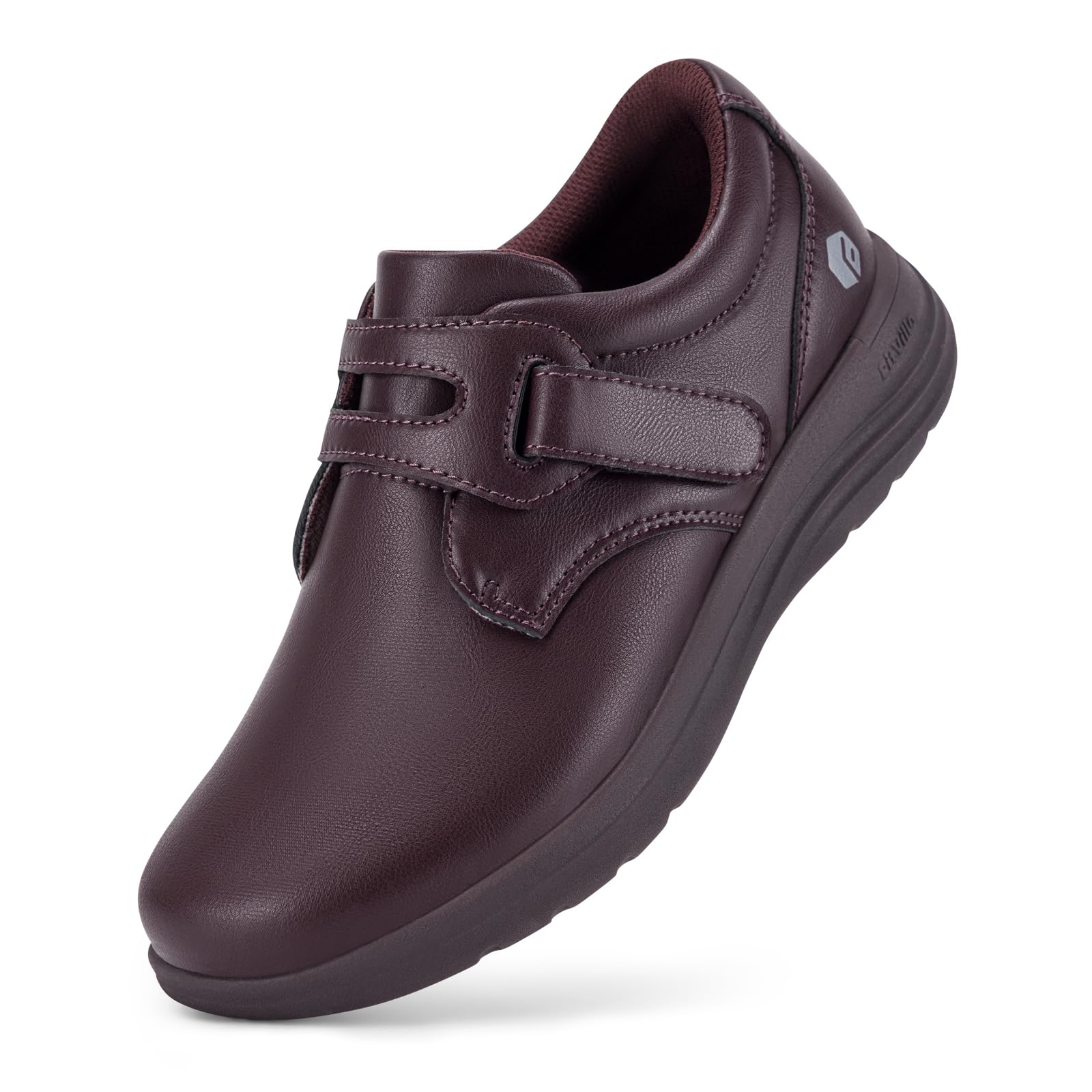 FitVille Diabetiker Schuhe Damen Extra Weit Leder Mokassins Slippers Orthopädische Schuhe mit Klettverschluss Verstellbare Loafers Bequemer Elegant Walkingschuhe für Geschwollene Füße