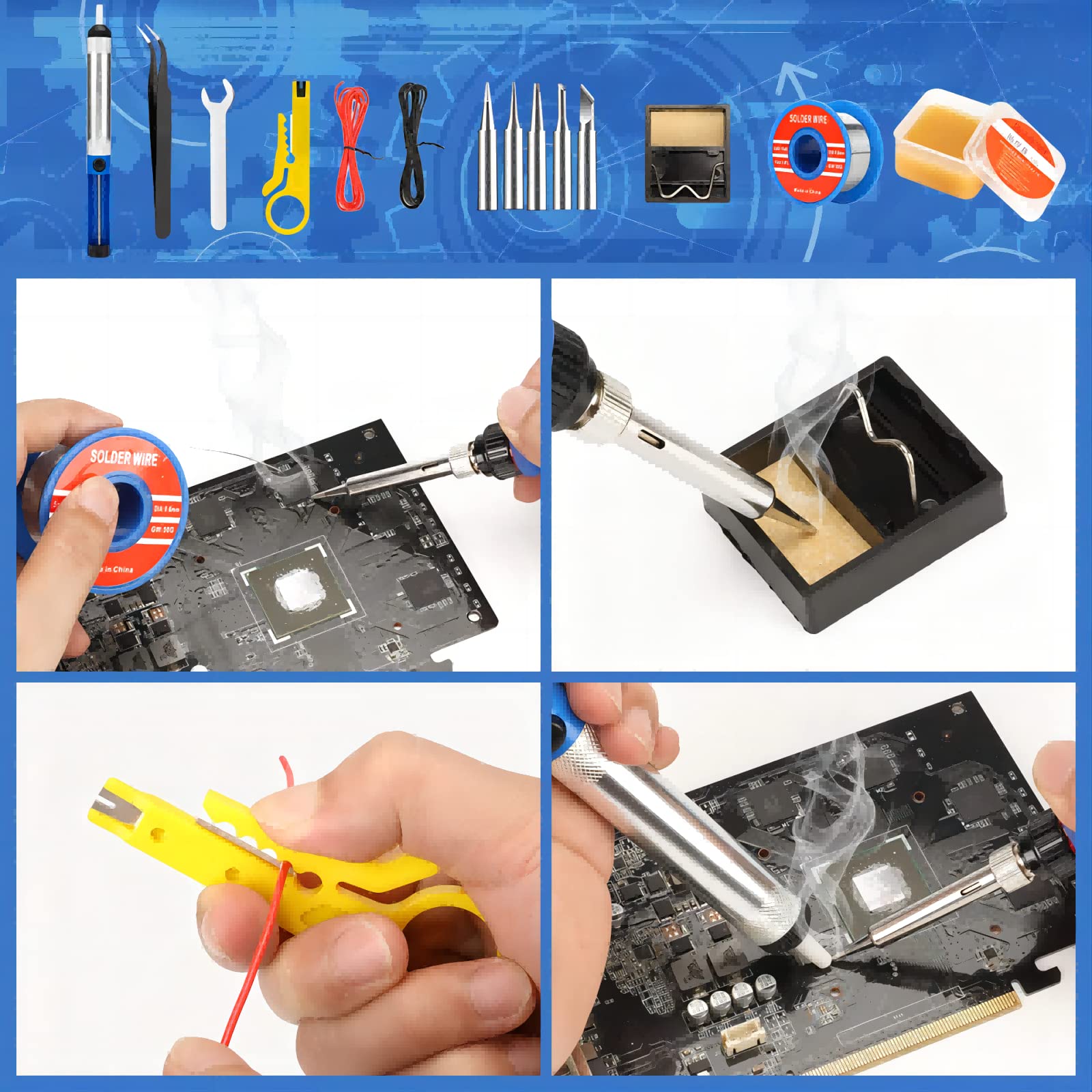Snapklik.com : Soldering Iron Kit, 90W 110V LED Digital Soldering Iron
