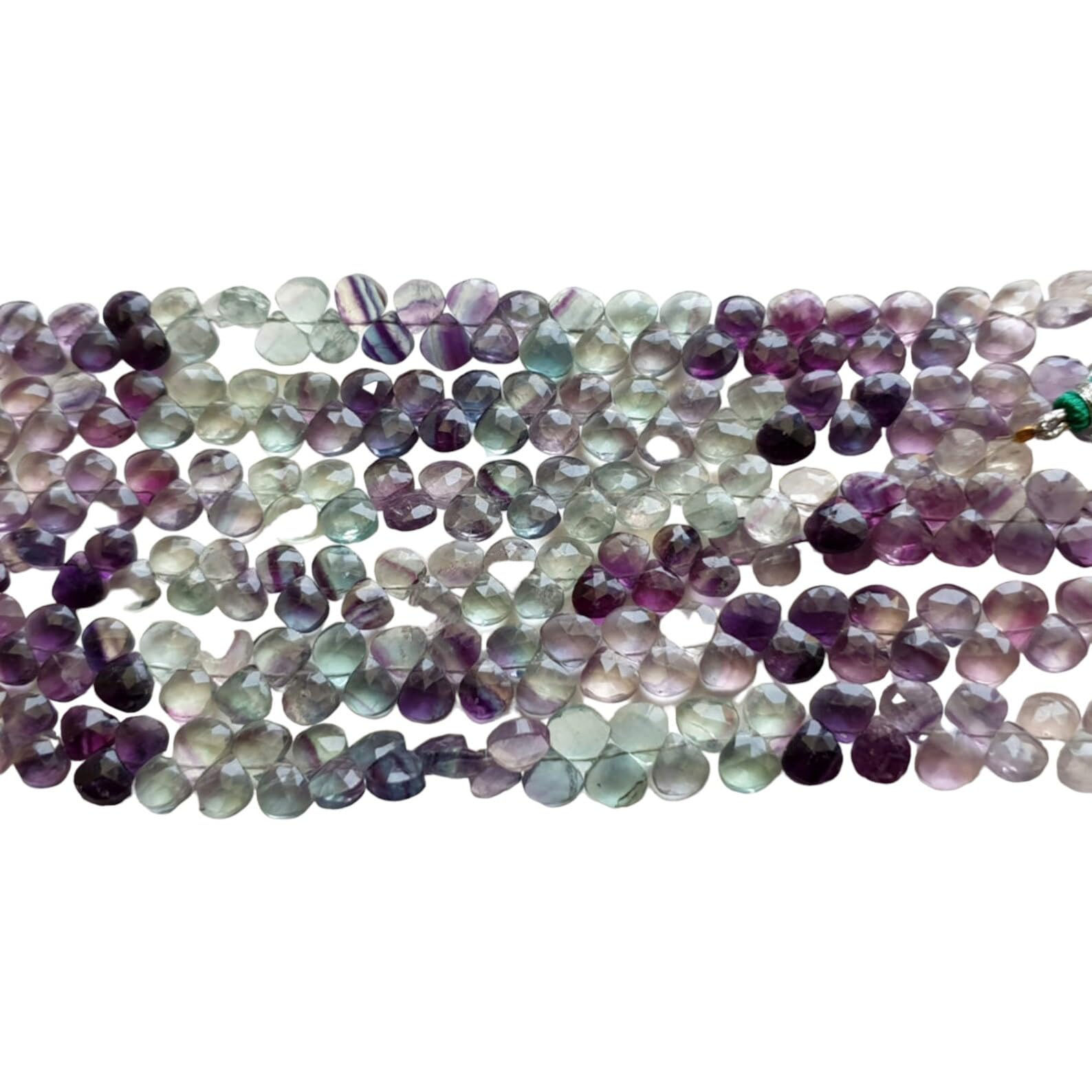 Perles de briolette de cœur à facettes en multi-fluorite de qualité supérieure AAG51
