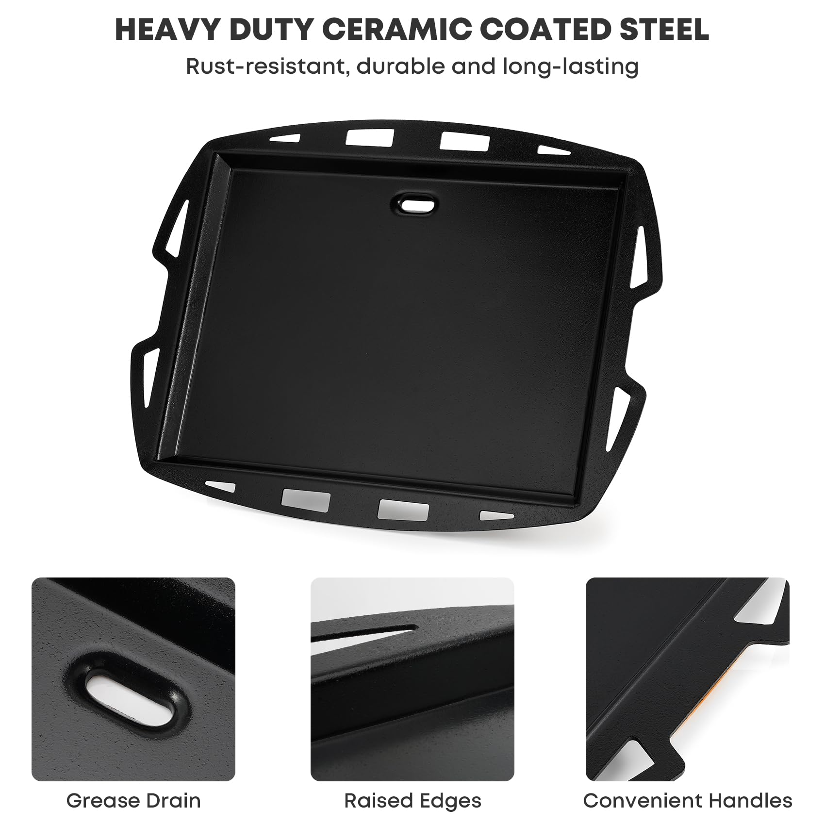 Onlyfire Flat Top Plancha Barbacoa para Parrillas Weber Serie Q100/Q1000, Plancha de Revestimiento Cerámico Antiadherente para Weber Q100 Q120 Q1000 Q1200 Parrillas de Gas