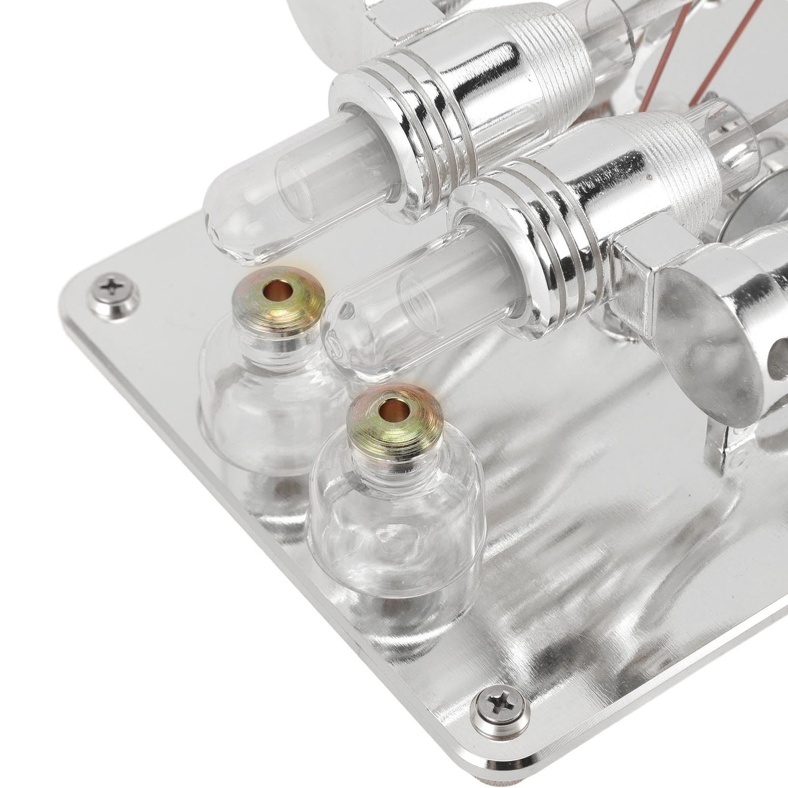 Jeffergarden Motore Stirling a 4 Cilindri con LED, Base in Alluminio, per Esperimenti Scientifici