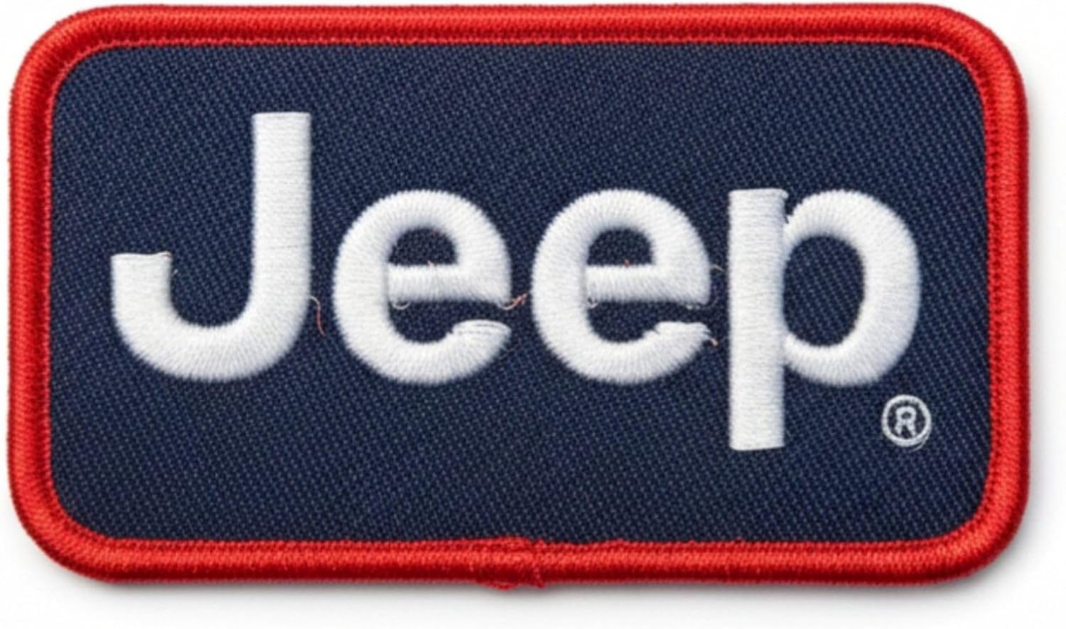 Jeep Text Logo Heat Seal Iron-on Stitch-on Patch Red/White/Navy (Pack of 2)
