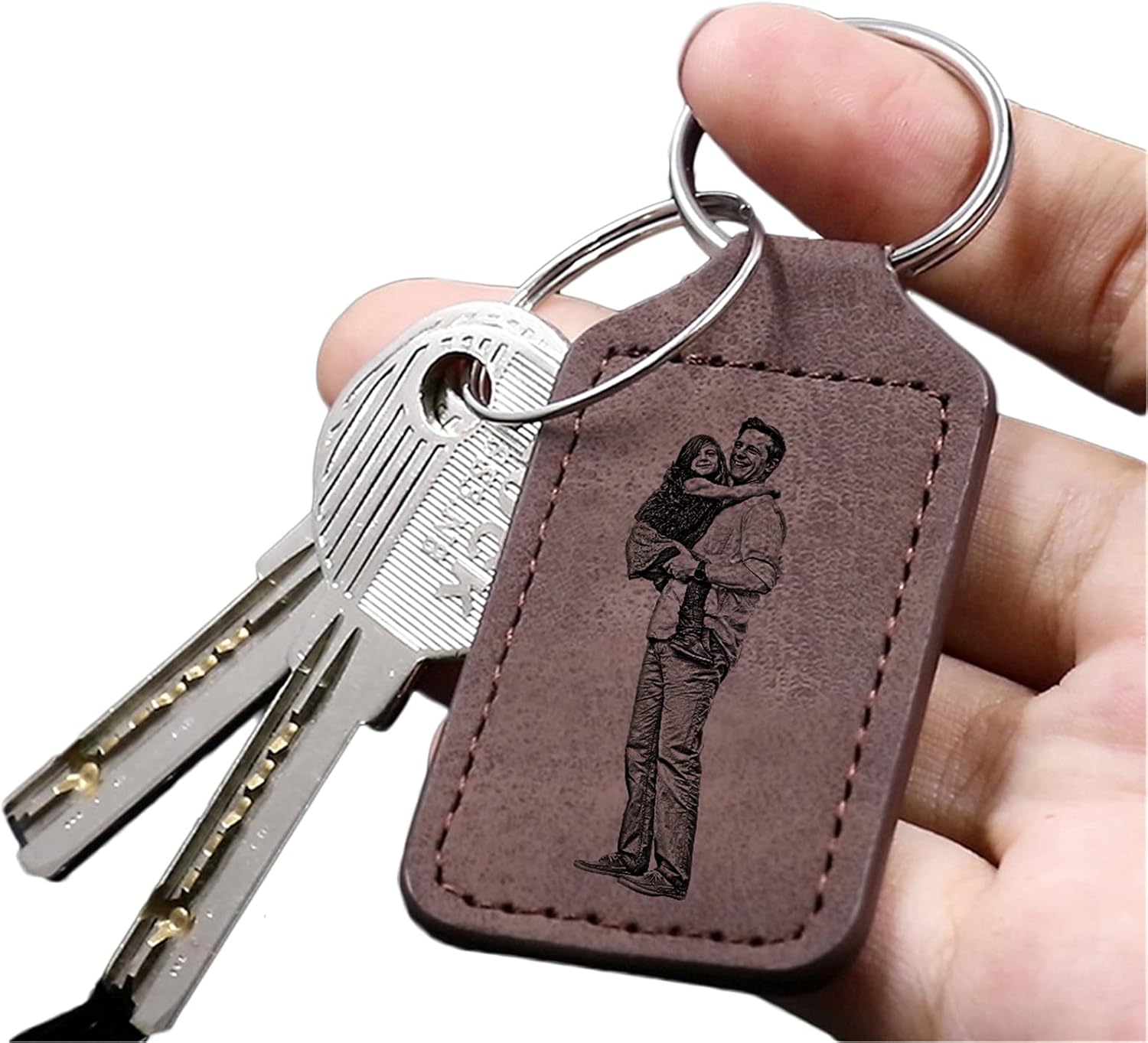 Father's Day Keyrings Custom Photo Keychain with Text Men Keyring