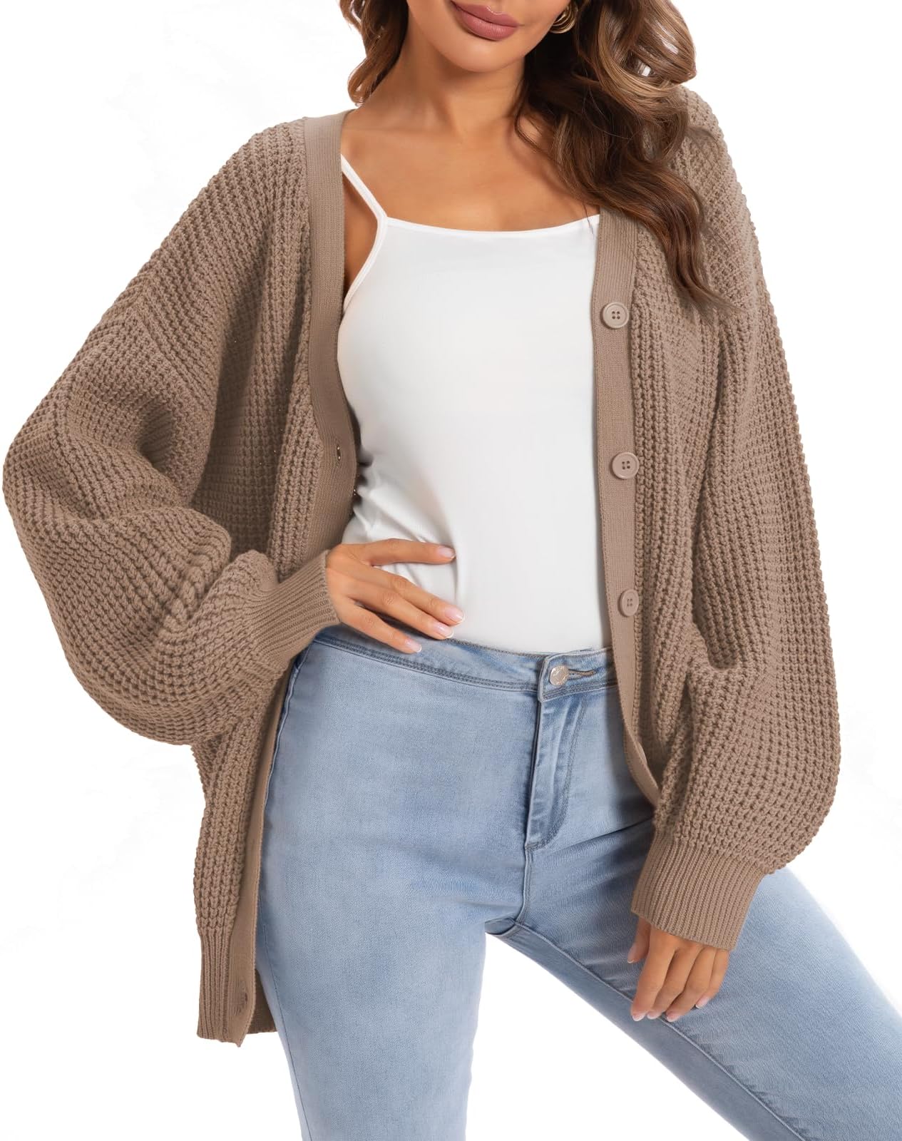 Cardigan Sweaters for Women 100% Cotton Button-Down Oversized Knit Outerwear Fall Tops for Women 2026
