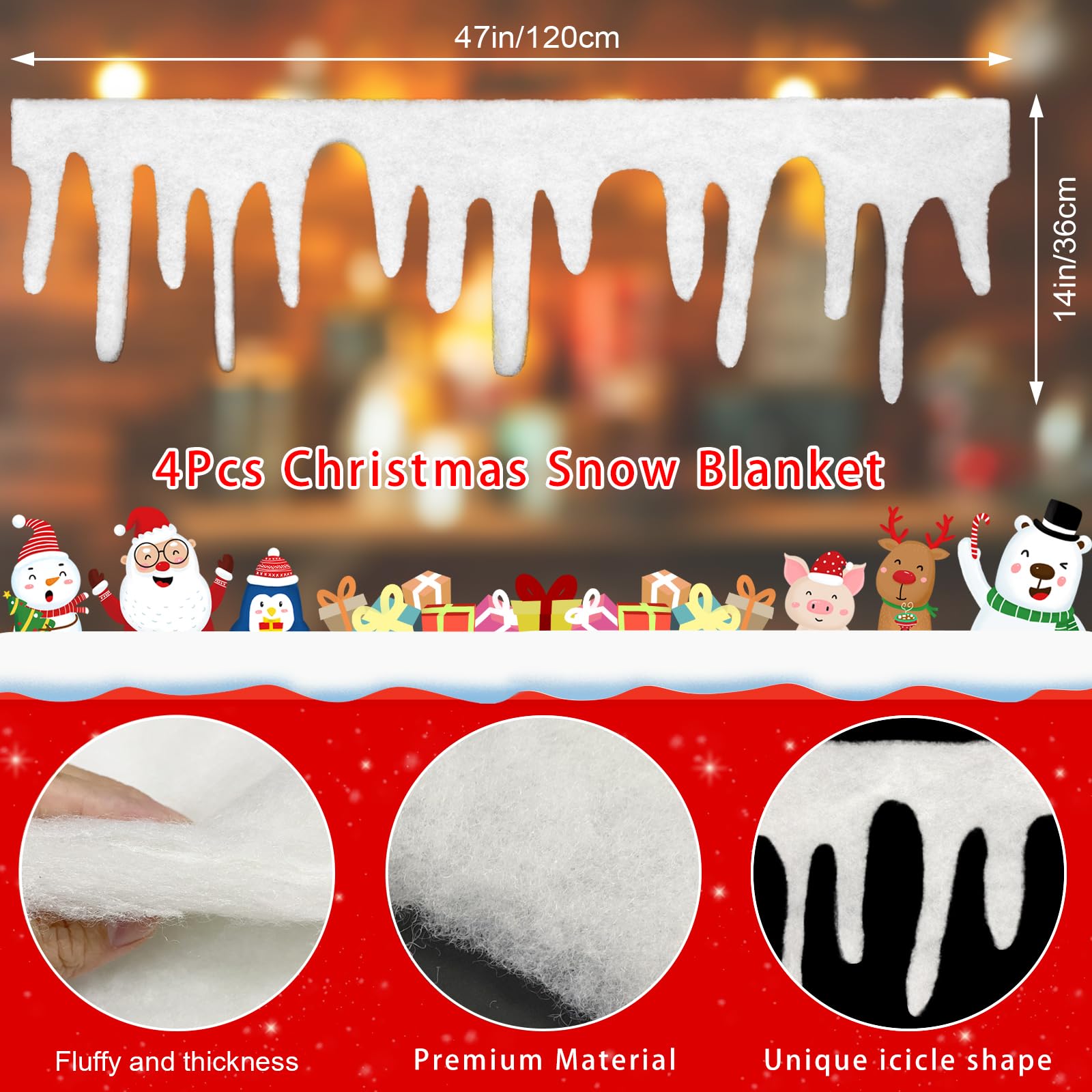 Lot De 3 Couvertures De Neige Artificielle Pour Noël – Décoration Cheminée, Stalactites, Tapis Neigeux – Fausse Neige Décorative