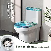 Vista 4 de Funda para tapa de inodoro con estampado de colibrí y cubierta para tanque de inodoro, súper suave, fundas de asiento para tapa de inodoro