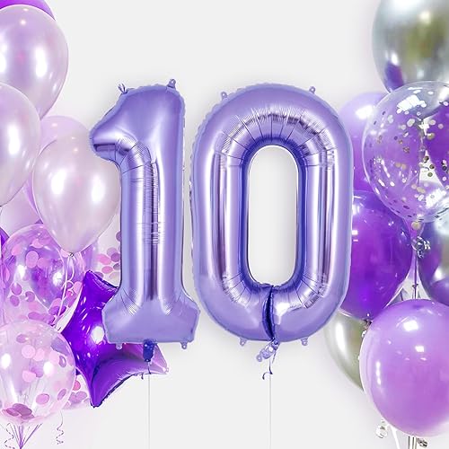 Miniatura 9 de Globo morado del número 2 de 40 pulgadas, globos grandes de aluminio con número de helio, globos gigantes gigantes de Mylar número 1 para decoración
