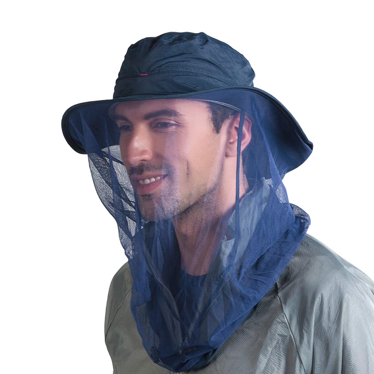 FALETO Outdoors Fishing Hat Sun Cap Breathable Lightweight Safari Hat Bucket Hats with Net Mesh Protection Neck for Men Women Unisex Navy Blue