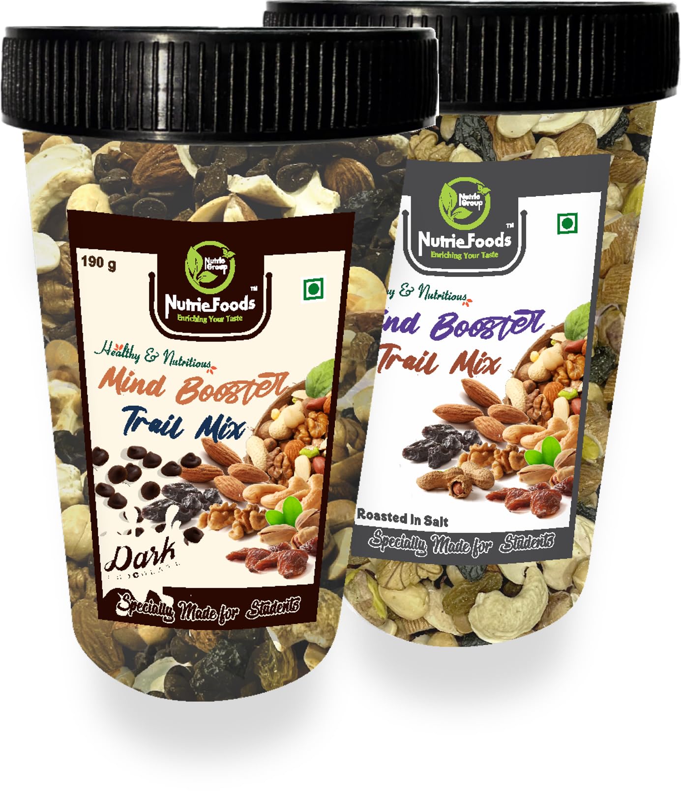 Nutriefoods Nutritious Mind Booster Roasted Snacks Trail Mix | Blend of Dried Fruits & Nuts | In Reusable Plastic Glass | Combo Pack of Classic- Roasted in Salt & Dark Chocolate Chips (380g) (B0BPCTN8ZX) Amazon Price History, Amazon Price Tracker