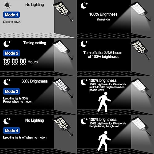 Miniatura 2 de Luces solares para exteriores, luces solares impermeables IP66 con sensor de movimiento y control remoto, lámparas de calle de 6500 K del atardecer