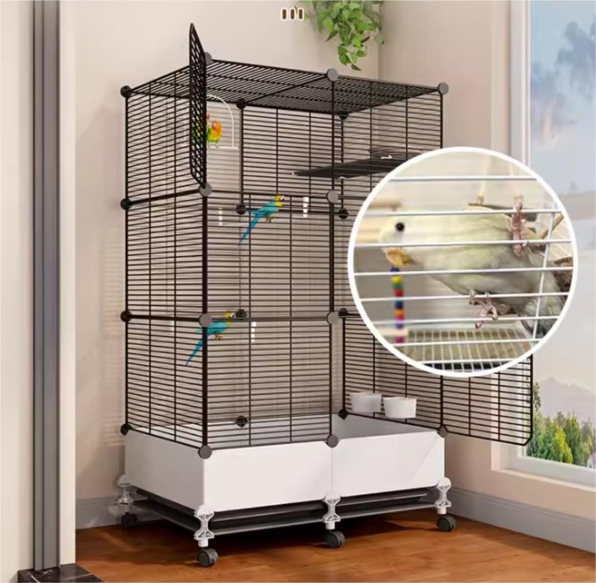 Artykuły Dla zwierząt Ptaki Metalowa klatka dla ptaków o wysokości 54 cali z kółkami dla papug Conure Lovebird Nimfa Klatka Dla Papug