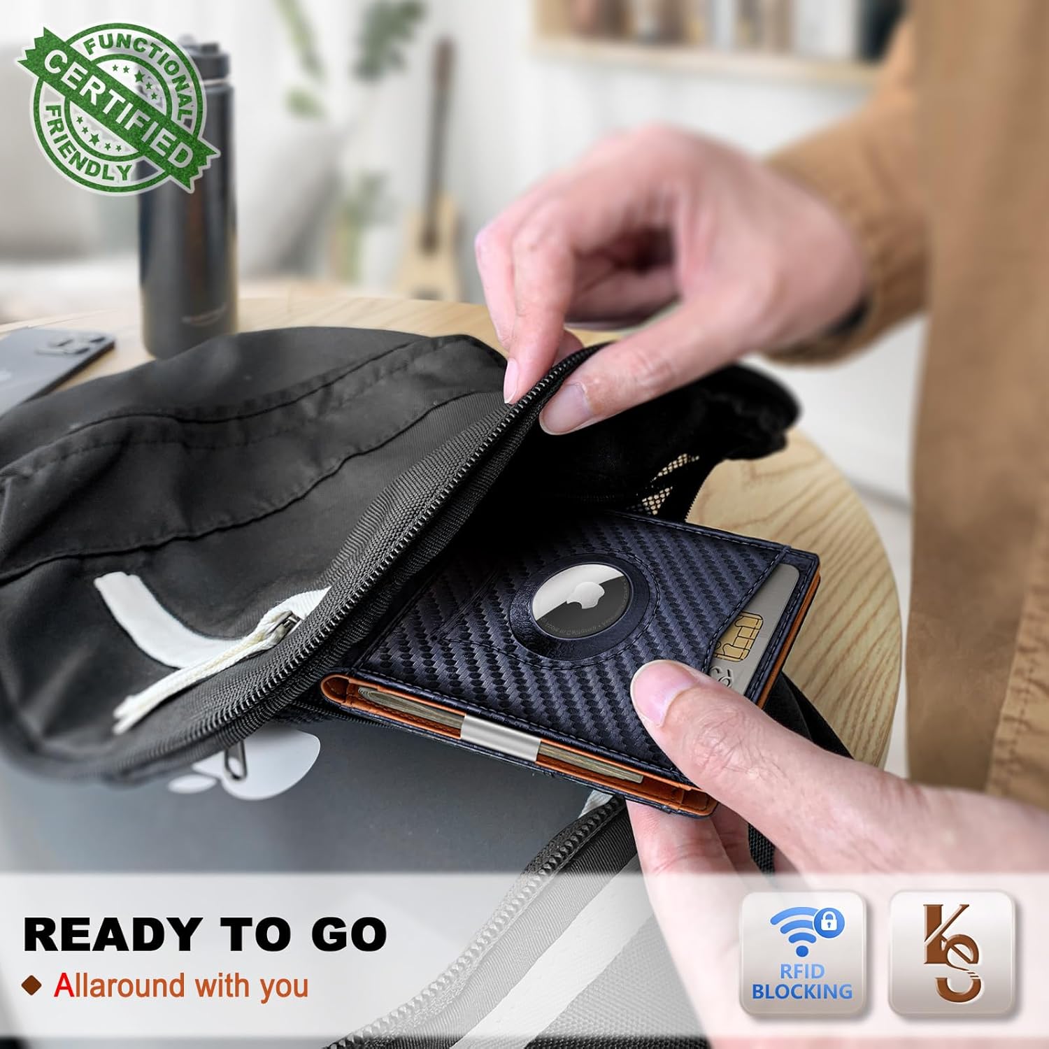 Mens Wallet For Airtag or Standard Use,KEMISANT Slim Front Pocket Wallet for Gift Men 11 Cards RFID Blocking - Image 6