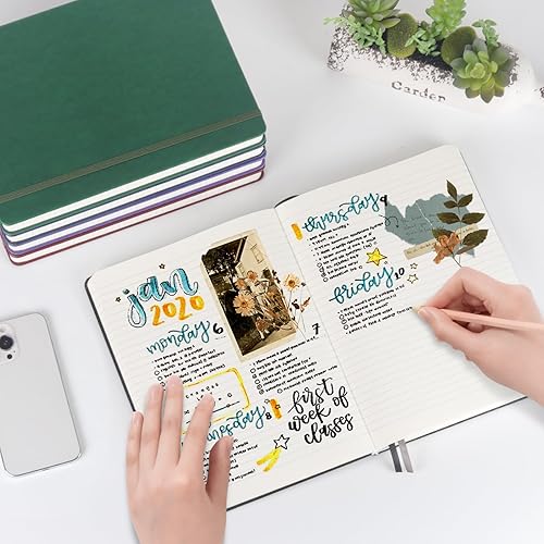 Miniatura 4 de Cuaderno de Diario con Líneas Gruesas con 368 páginas, cuaderno grande de cuero de tapa dura con papel grueso de 100gsm, cuaderno B5 con rayas