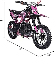 Vista 7 de X-PRO Hawk - Mini bicicleta de cross, motocicleta de gasolina de 4 tiempos! Bicicleta de pit 40CC, arranque manual, ruedas de 25 cm! (Rosa)