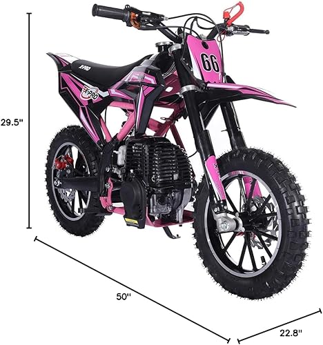 Miniatura 7 de X-PRO Hawk - Mini bicicleta de cross, motocicleta de gasolina de 4 tiempos! Bicicleta de pit 40CC, arranque manual, ruedas de 25 cm! (Rosa)