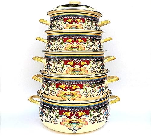 ADSRB - Olla de sopa esmaltada para el hogar, olla de inducción, juego de utensilios de cocina general