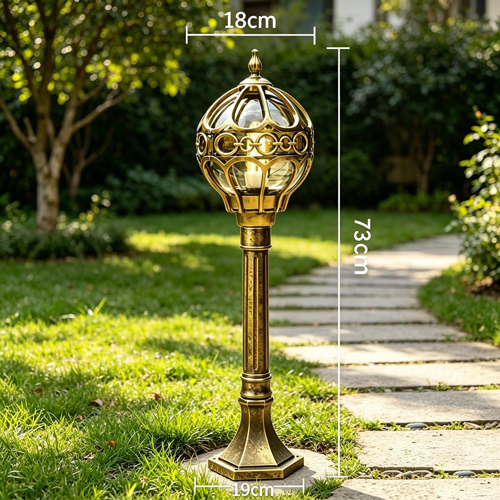 Mengjay Klassische Straßenbeleuchtung, Stehlampen in Gold und Schwarz erhältlich, 1 x E27, ideal für Landhäuser, Gärten, Terrassen und Außenbeleuchtung. (Gold)