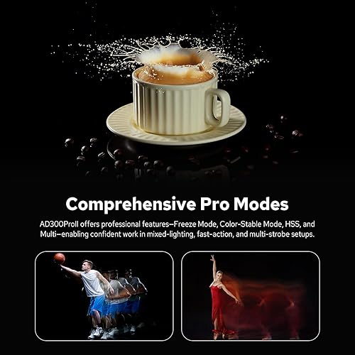 Vista 8 de GODOX AD300Pro II AD300 Pro II - Estroboscópico flash para exteriores, 2.4G 300Ws TTL HSS 1/8000s Monolight de flash portátil, 350 destellos