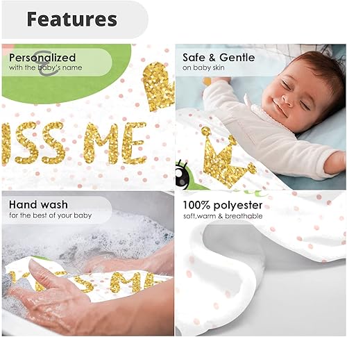Miniatura 5 de Frog Crown - Manta de bebé personalizada para niños y niñas, manta suave para siesta de recién nacido, 30 x 40 pulgadas