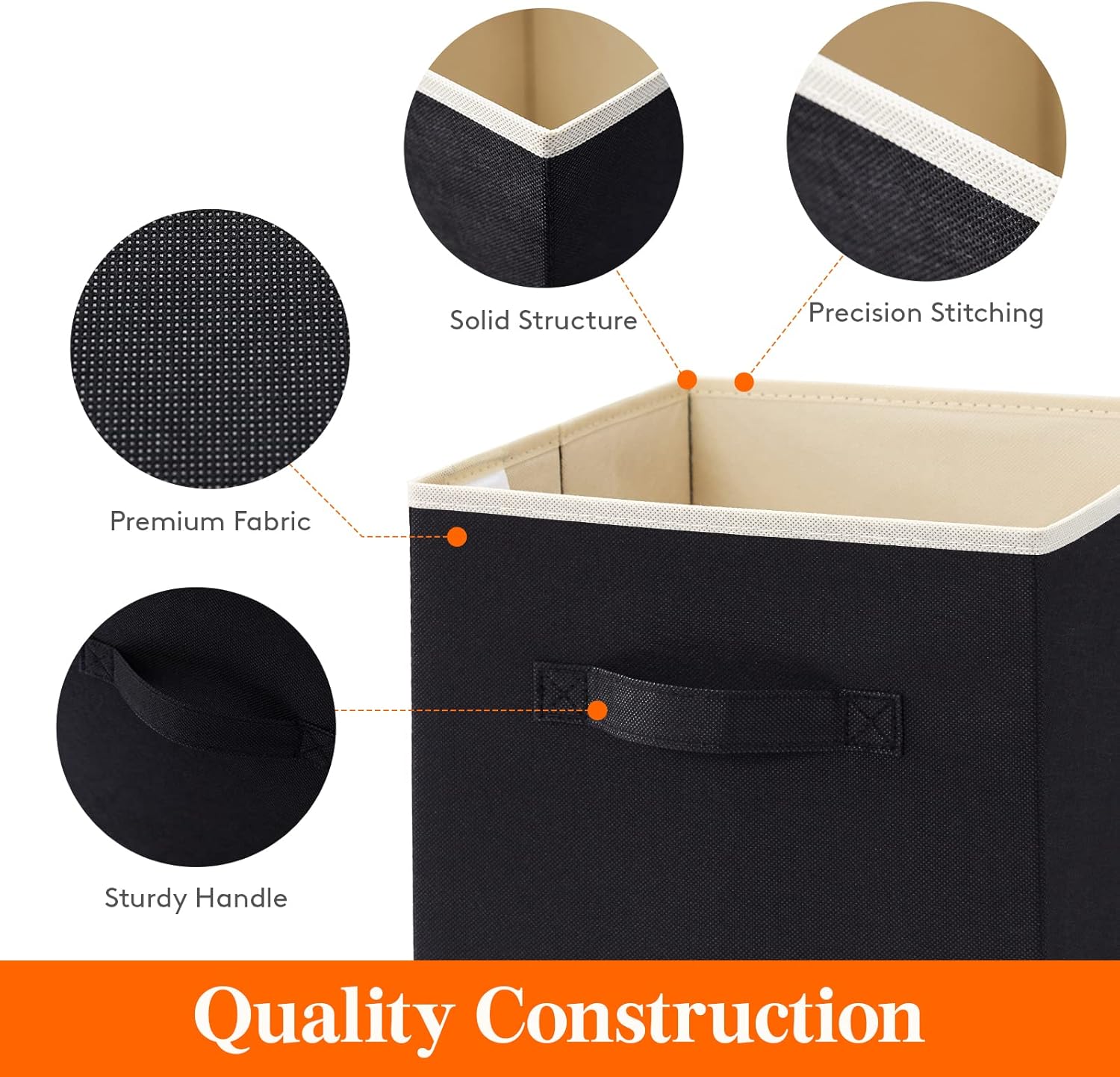 Lifewit 6 Pack Medium Storage Cubes, Bundle with 6 Pack Large Storage Cubes, Black