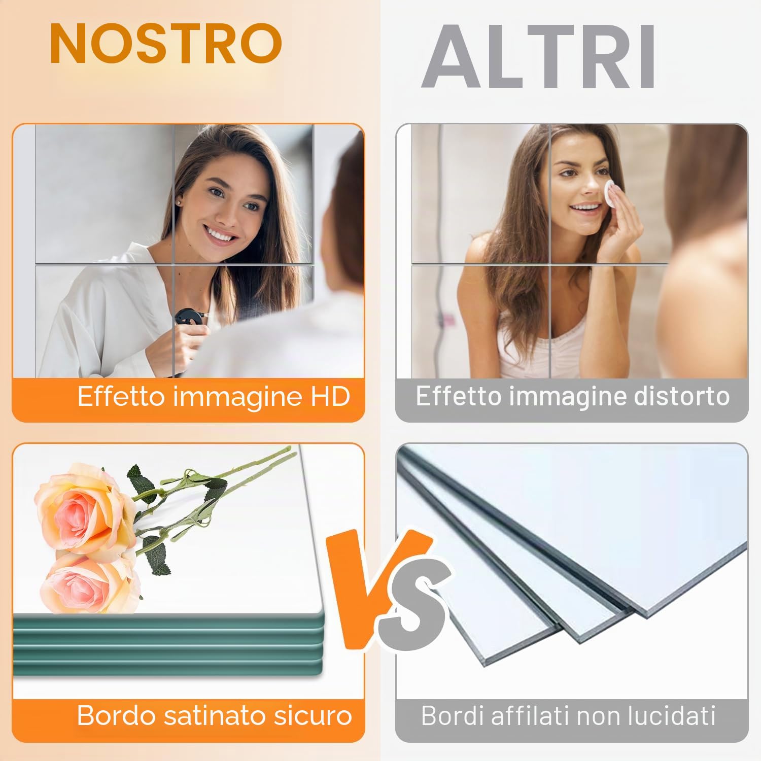 VASUHOME Piastrelle a specchio da parete in vetro a figura intera, 30,5 x 30,5 cm, 12 pezzi, specchi da palestra ad alta definizione, per casa, palestra, specchio lungo per camera da letto, soggiorno,