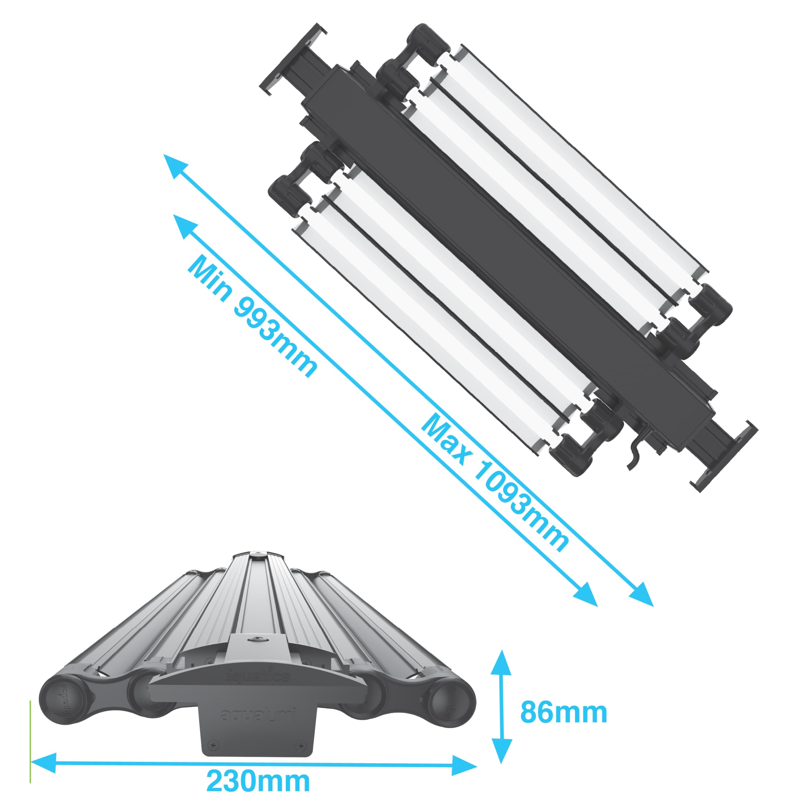 iQuatics 4 Röhren 100 cm LED-Lichteinheit – Juwel High Lite kompatibel, Rio 180, Delta 300 Panorama 200 Aquarium Licht – inklusive Röhren