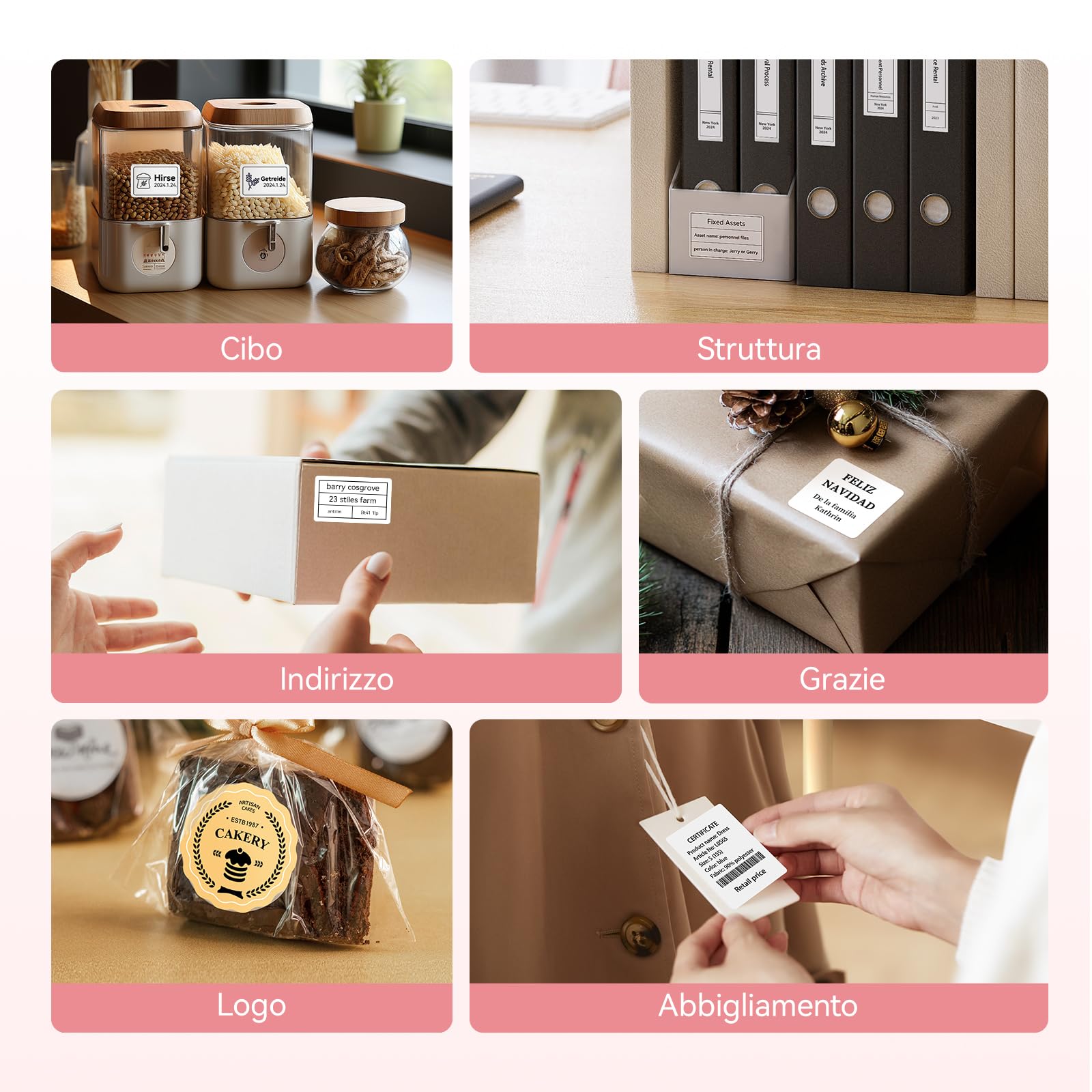 NIIMBOT B21 Etichettatrice Bluetooth Rosa, Etichette 20-50mm, App con 120 Caratteri e 1600 Icone