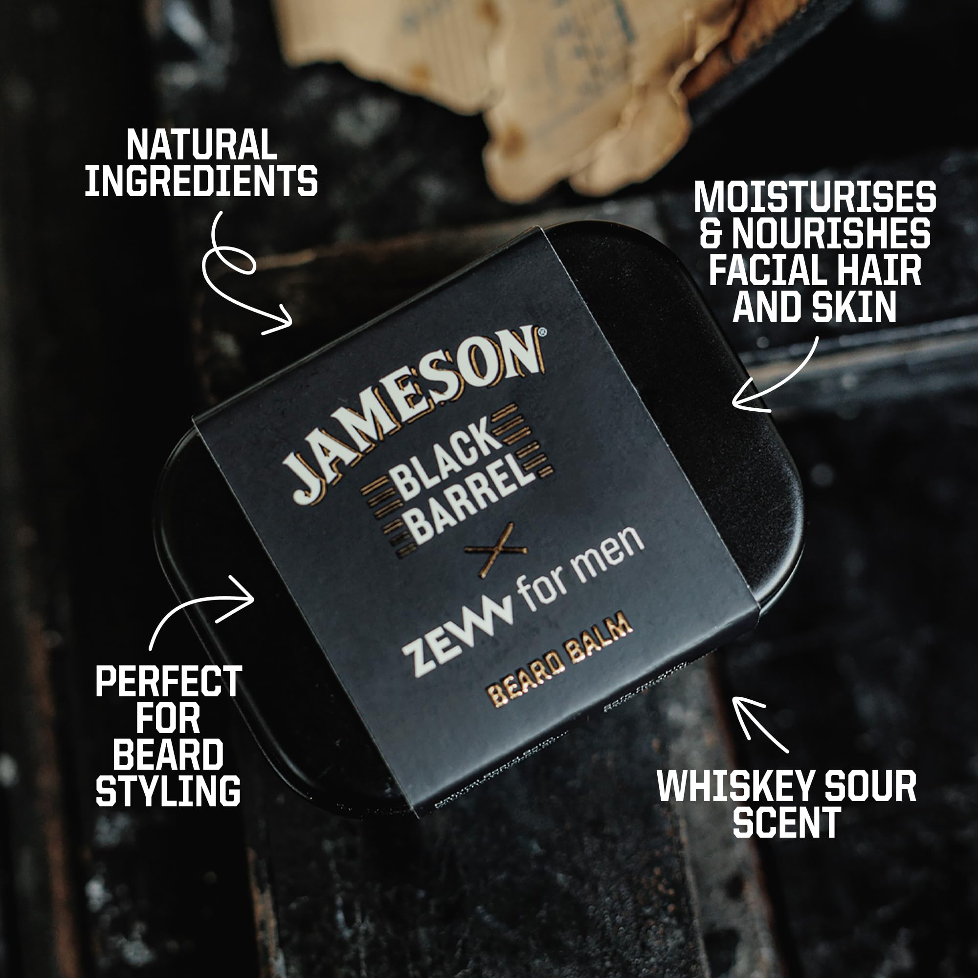 ZEW for men Bálsamo para barba Jameson Black Barell, 80 ml | Bálsamo Hidratante, Hidratante, Fortalecedor | Aroma de Whisky y Cítricos