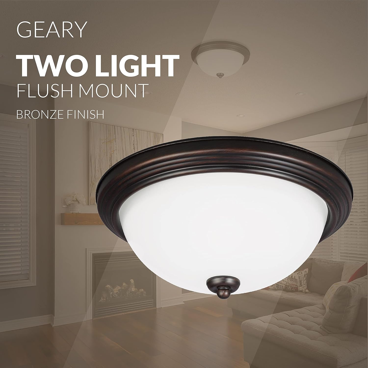 Flаѕh Dеаlѕ - 70% оƒƒ Sea Gull Lighting Generation 77264-710 Traditional Two Light Flush Mount from Seagull-Geary Collection in Bronze/Dark Finish, Burnt Sienna