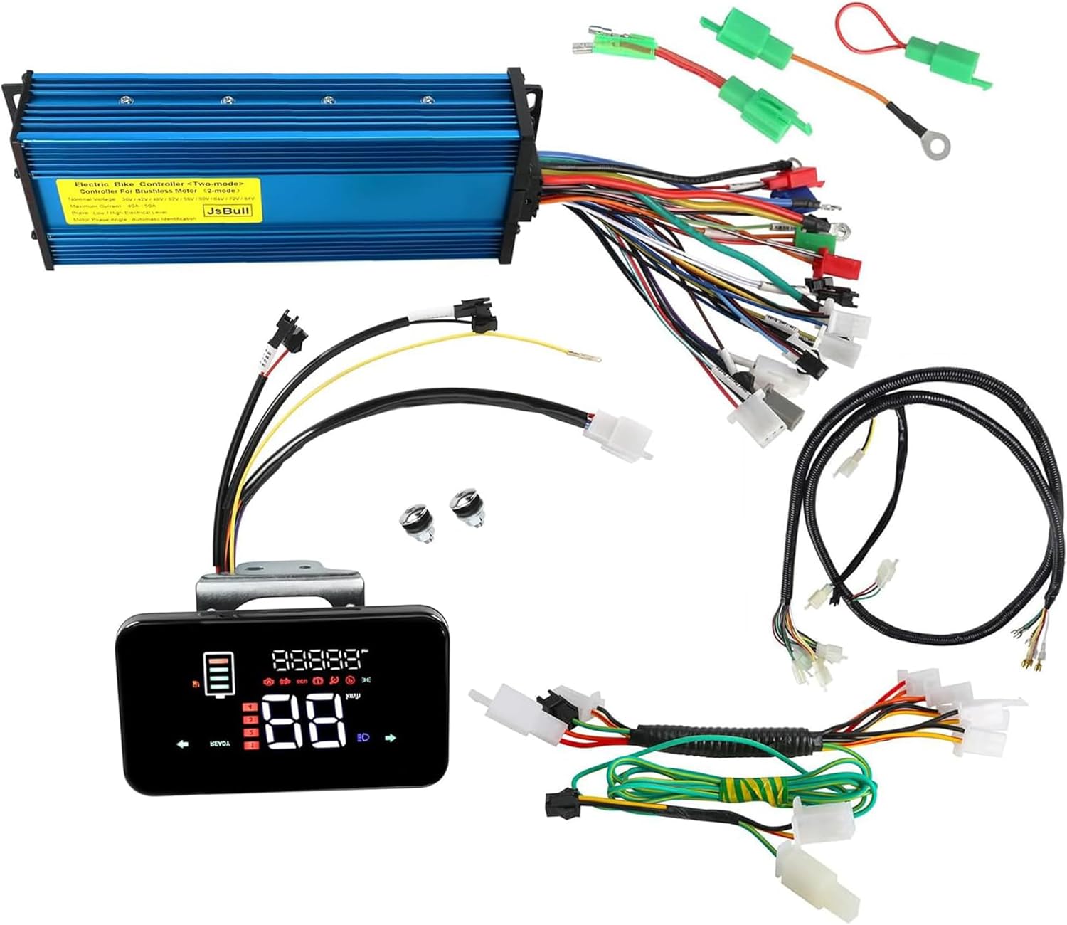 36V 48V 60V 72V Brushless Motor Controller 1000W-2200W with LCD Multifunction Display & Wiring Harness for Electric Scooter Bicycle Razor Dirt Bike ATV Quad Go Kart Golf Cart