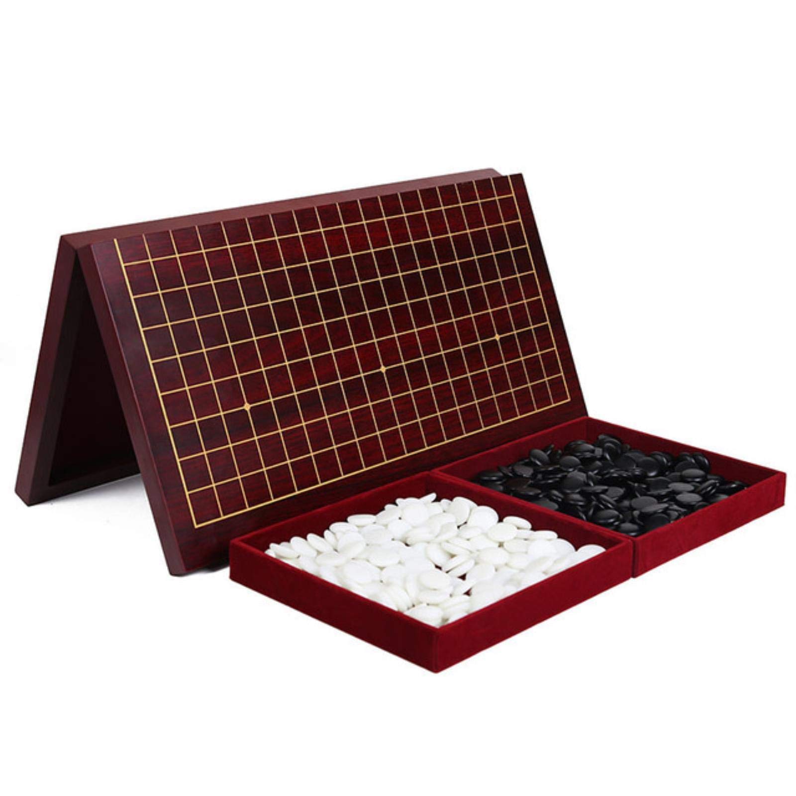 allforyou BSTFamly Wooden Pieghevole Pieghevole Go Chess 19 Strada Scacchiera 47 * 45 * 2cm Checkboard Vecchio Gioco di Go Weiqi Board per Il Checker Pezzo da 22mm GB06