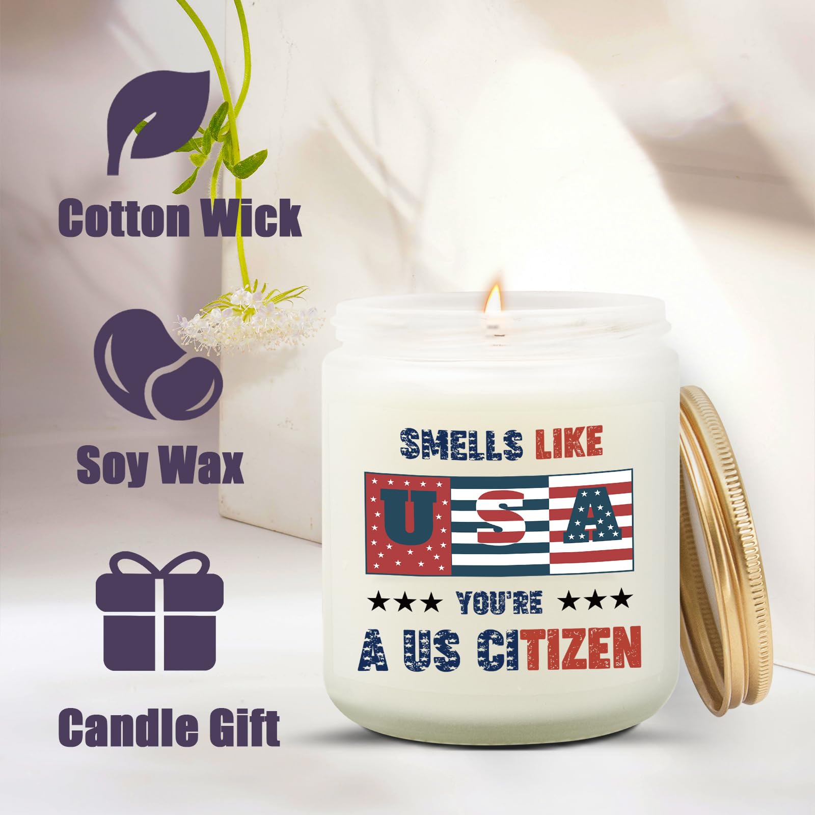 New American Citizen Gifts, Candle Gift for a New US Citizen, US Citizenship Gift for Women Men, Cool Gifts for American Citizenship, Flag Day Candle, Christmas Congratulations Present