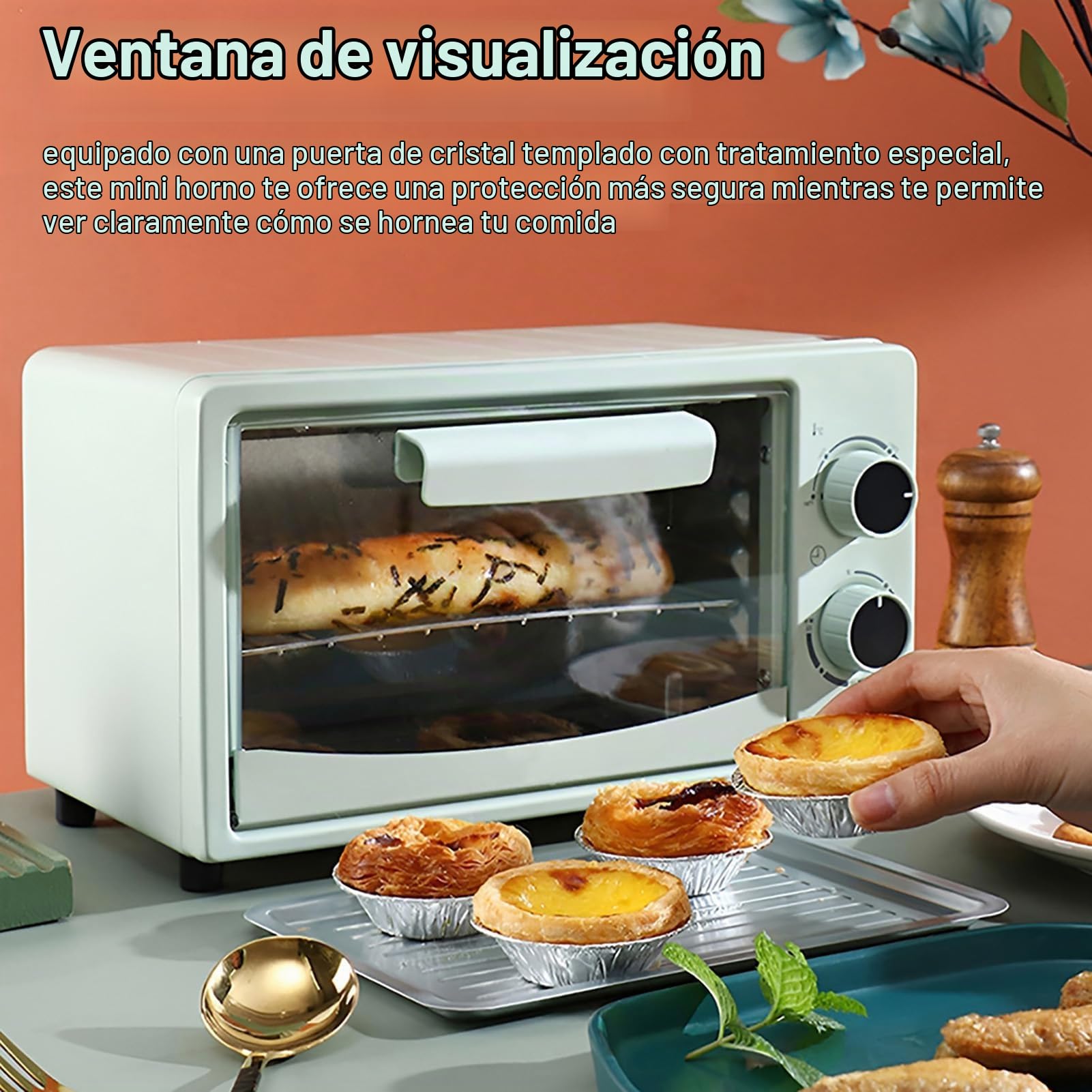 Horno Eléctrico Inteligente De 600 W, Parrilla Eléctrica De Sobremesa De 12 L Con Bandeja Para Hornear Y Rejilla, Temperatura Ajustable De 0 A 230 ℃ Y Temporizador, Ideal Para Asar Y Hornear. pink