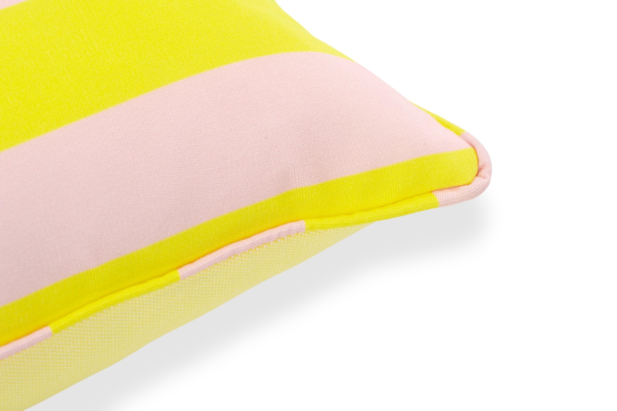 H.O.C.K. Riviera Stripe Outdoor Wendekissen – 50x50 cm Dekokissen mit Blockstreifen & Uni-Rückseite – Wetterfest, UV-Beständig & Schmutzabweisend – Handmade in Germany (Yellow Rosé)