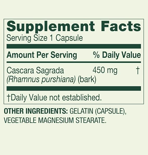 LUAL Cascara Sagrada 450mg 100 Count (Pack of 2) Spring Valley