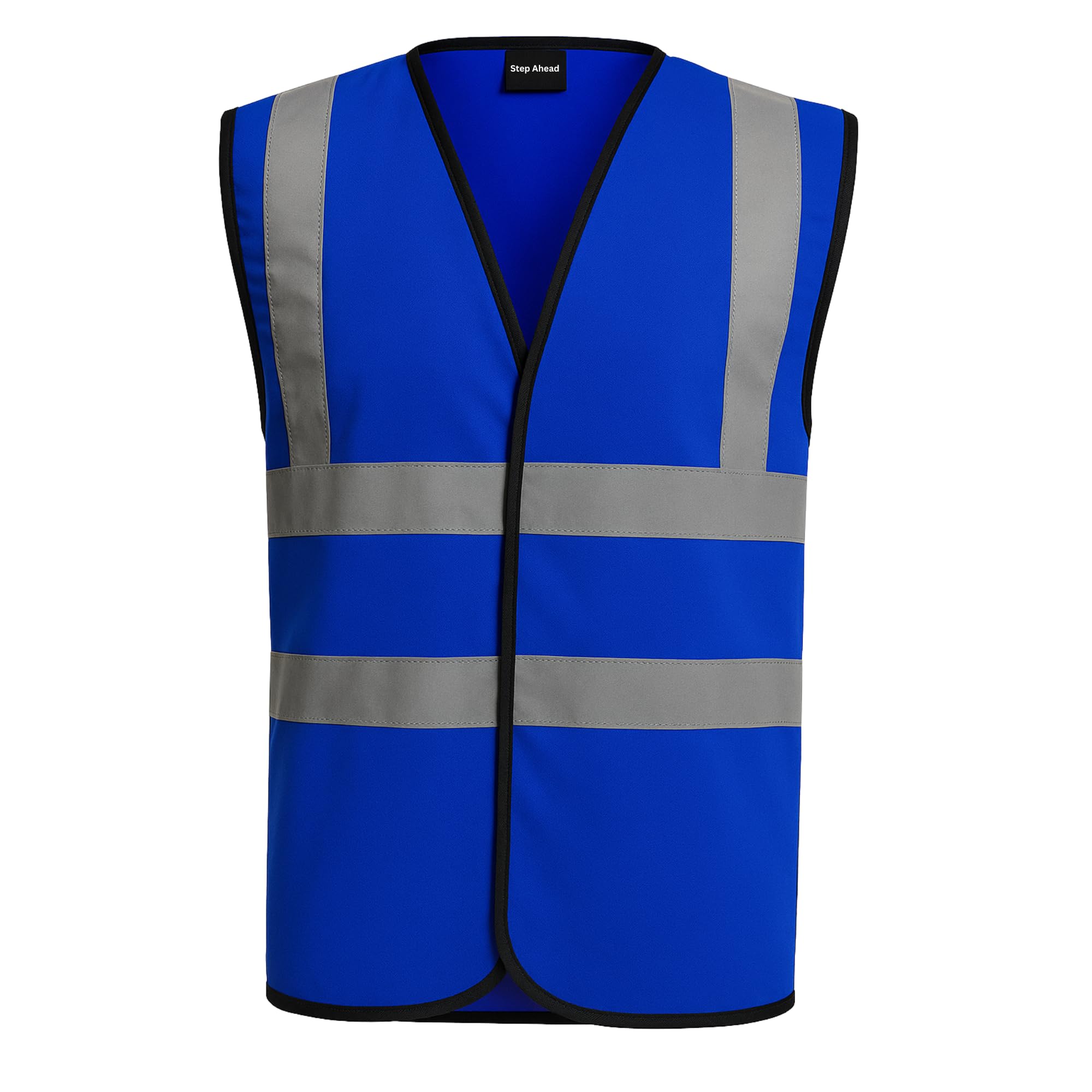 Step Ahead Hi Vis Vest Hi Viz High Visibility Reflective Safety Vest Security Waistcoat Pink, Red, Green, Blue, Black, Navy (as8, alpha, x_l, regular, regular, Blue)