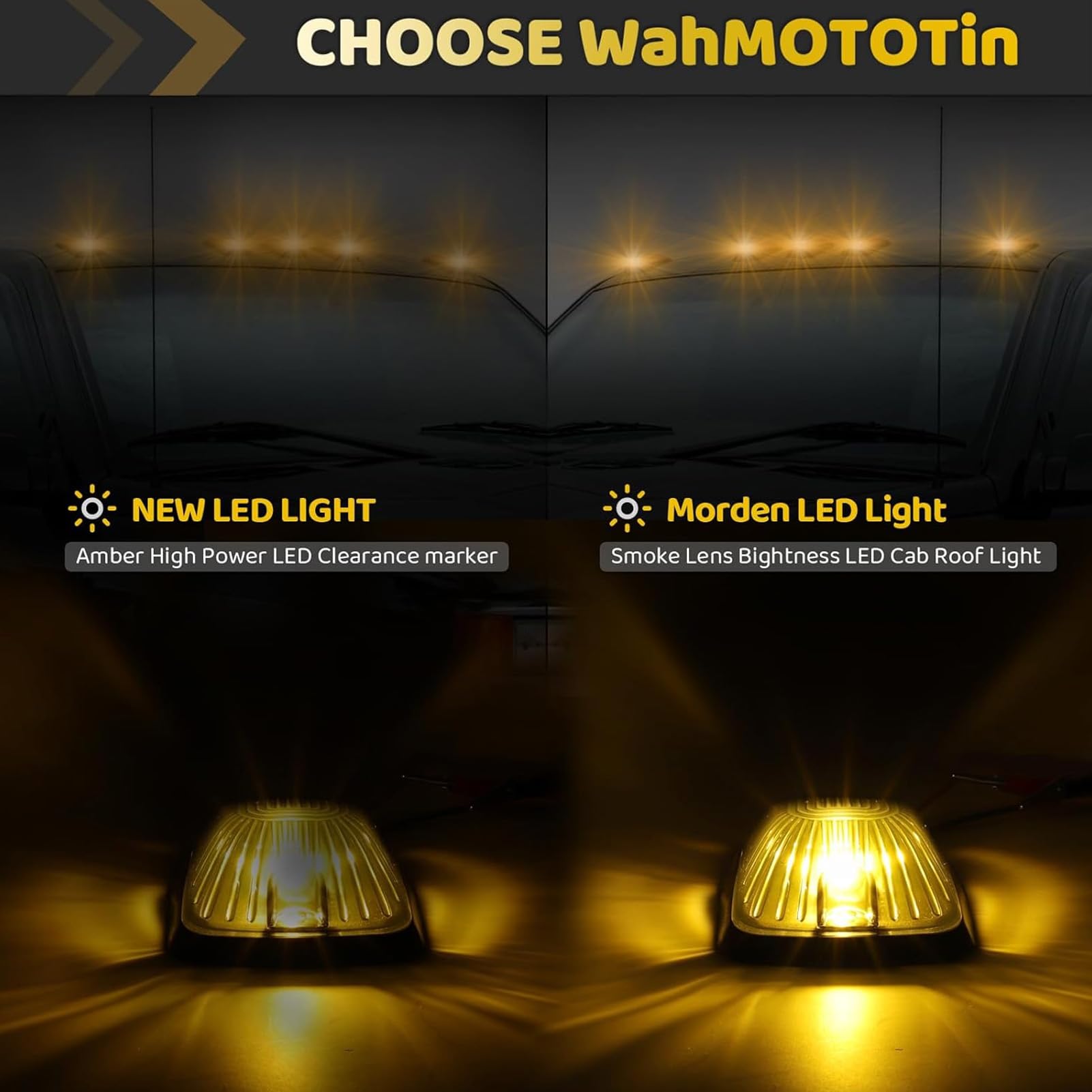 Ausla Luce di Posizione a LED per Cabina, Luce di Segnalazione Ambra Impermeabile IP67, Lampada da Tetto per Cabina con Altezza Superiore da 5 Pezzi per Yacht
