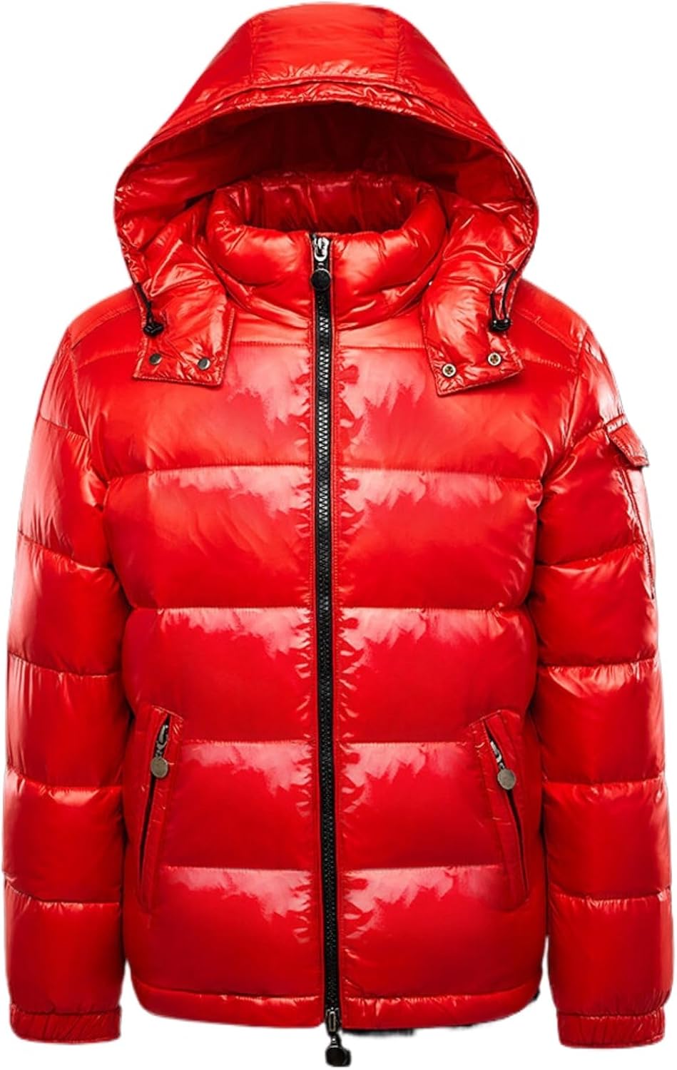 Men's Shiny Hooded Puffer Jackets Coats Insulated Padded Puffy Coat Winter Coats Water-Resistant Down