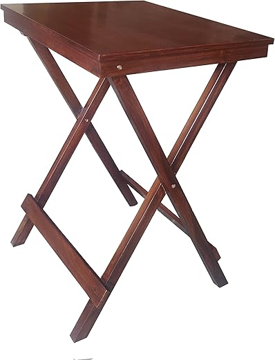 F Plus Multipurpose Wooden Folding Table (18x20x27 Inches WxDxH, Walnut Finish, Brown Colour)