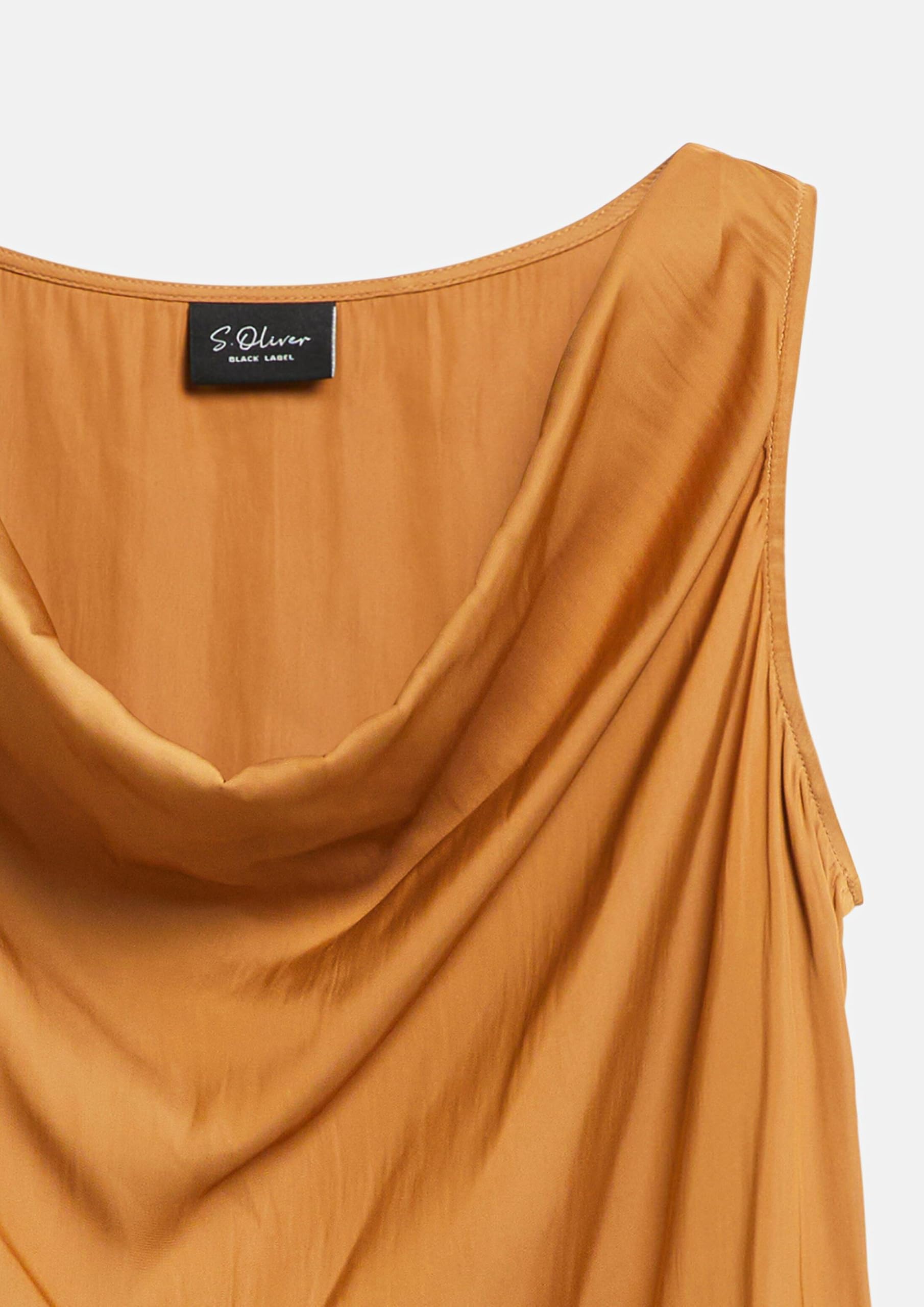 s.Oliver Damen Bluse – ärmellos, Satin, Wasserfallausschnitt, Regular Fit – Für Party & Business